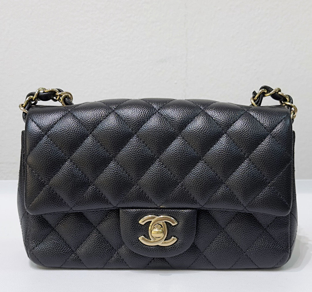 Chanel Mini Rectangular Classic Flap Black Bag 17B GHW