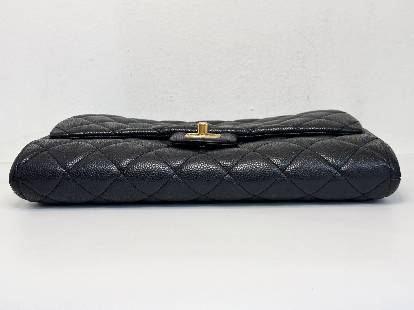 Chanel Caviar Quilted Clutch With Chain Flap Black GHW 2045 holo