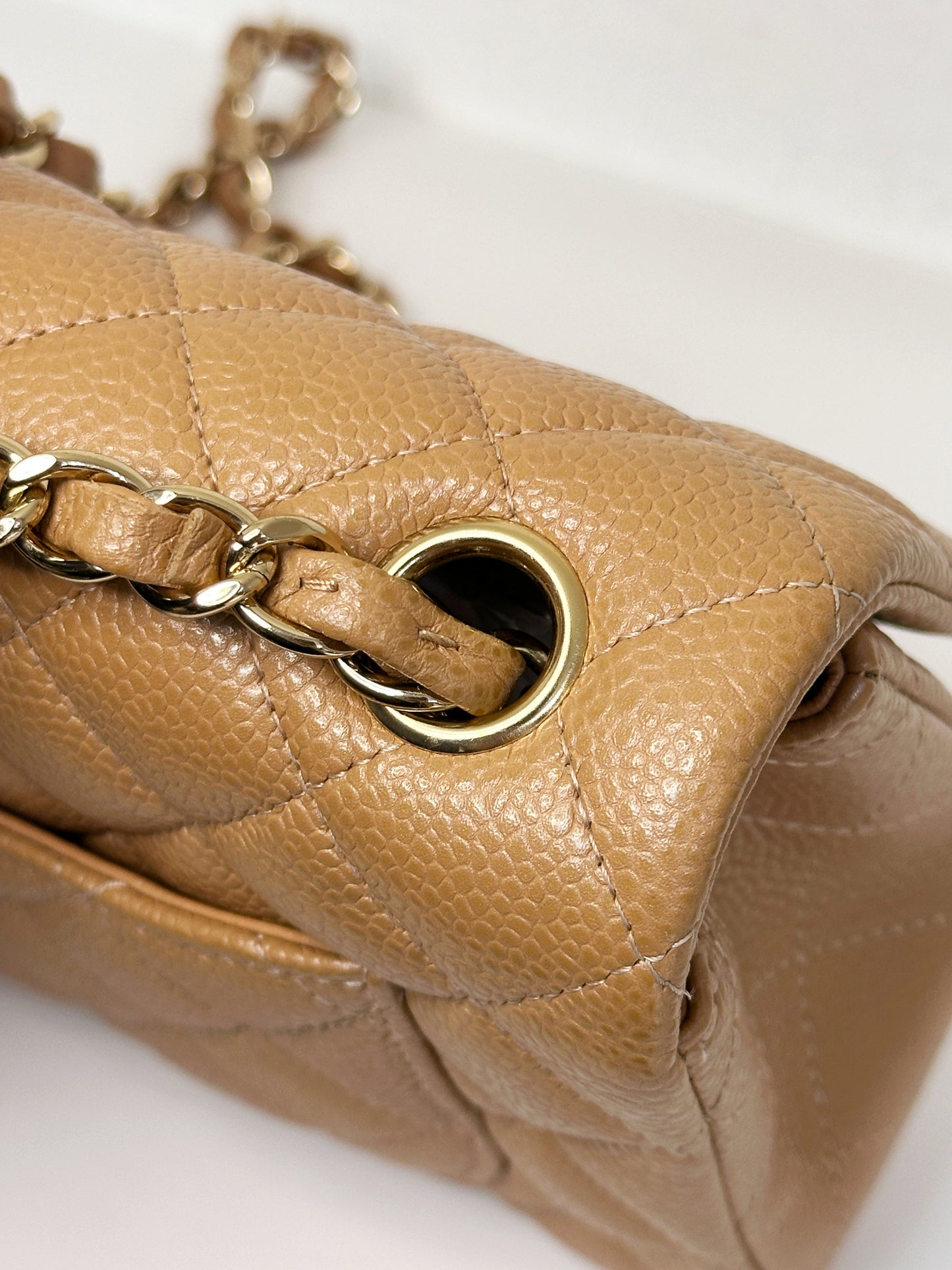 Chanel Classic Mini Rectangular Caviar Dark Beige Bag GHW 259 holo card (corner slightly touch)