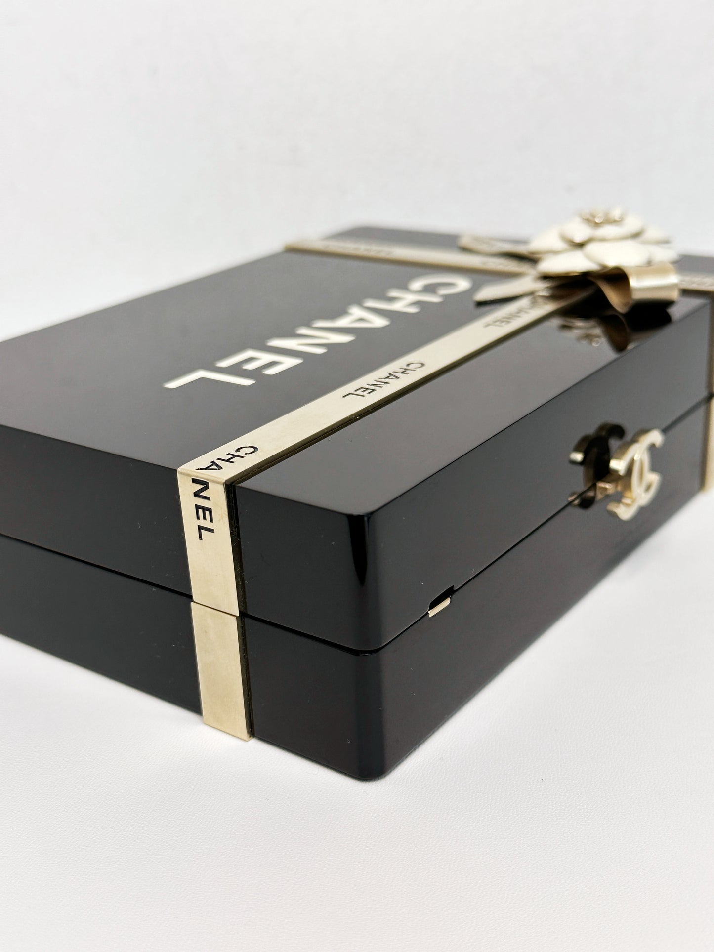 Chanel Plexiglass Gift Box Clutch Black 2327 holo card