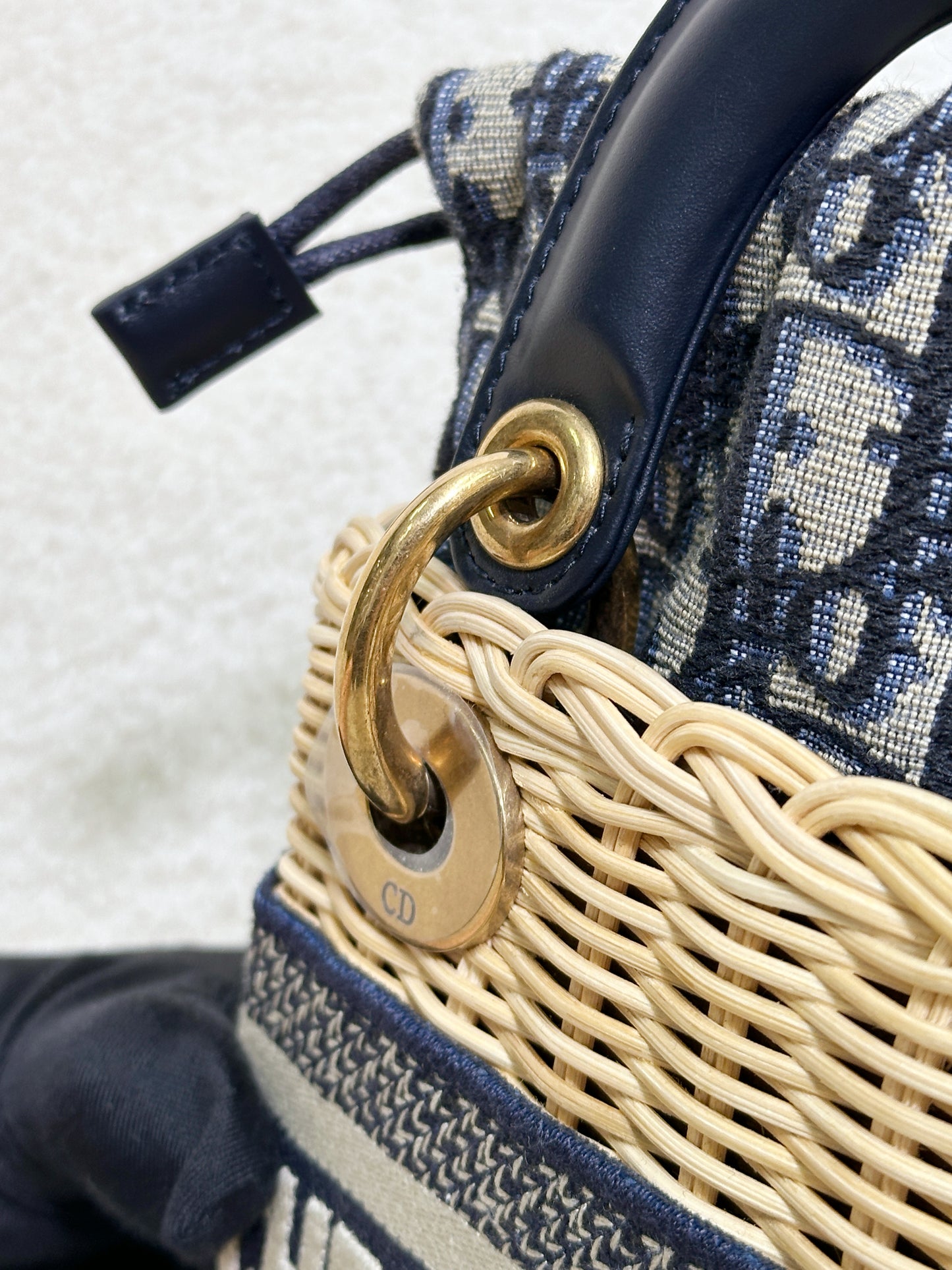 Christian Dior Bicolor Wicker Jacquard Mini Lady Dior Bag