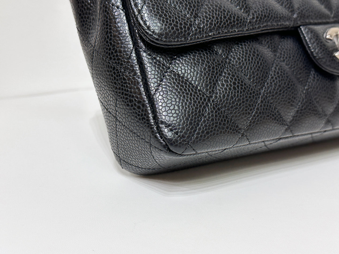 Chanel Caviar East West Flap Bag Black SHW 1172 holo card
