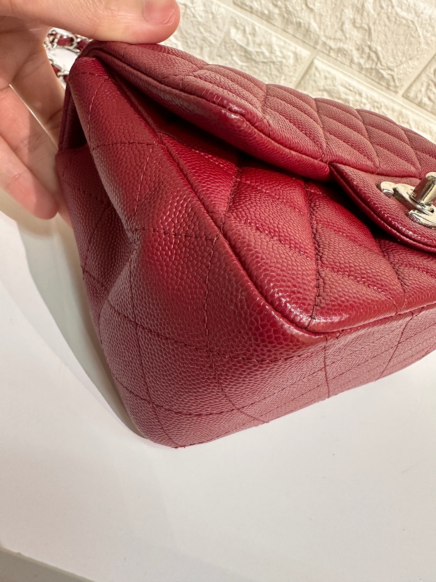 Chanel Classic Square Mini Flap in Red Caviar and SHW