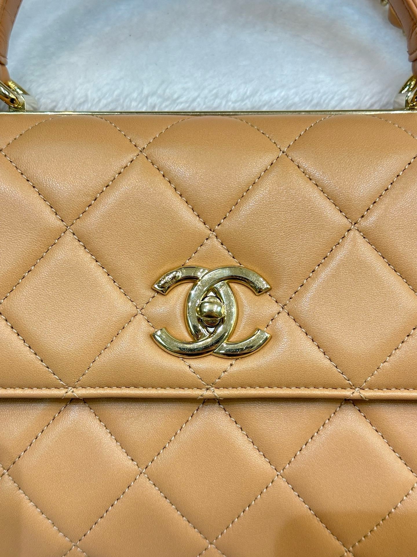 Chanel Small Lambskin Quilted Trendy CC Dual Handle Flap Bag Beige 17C