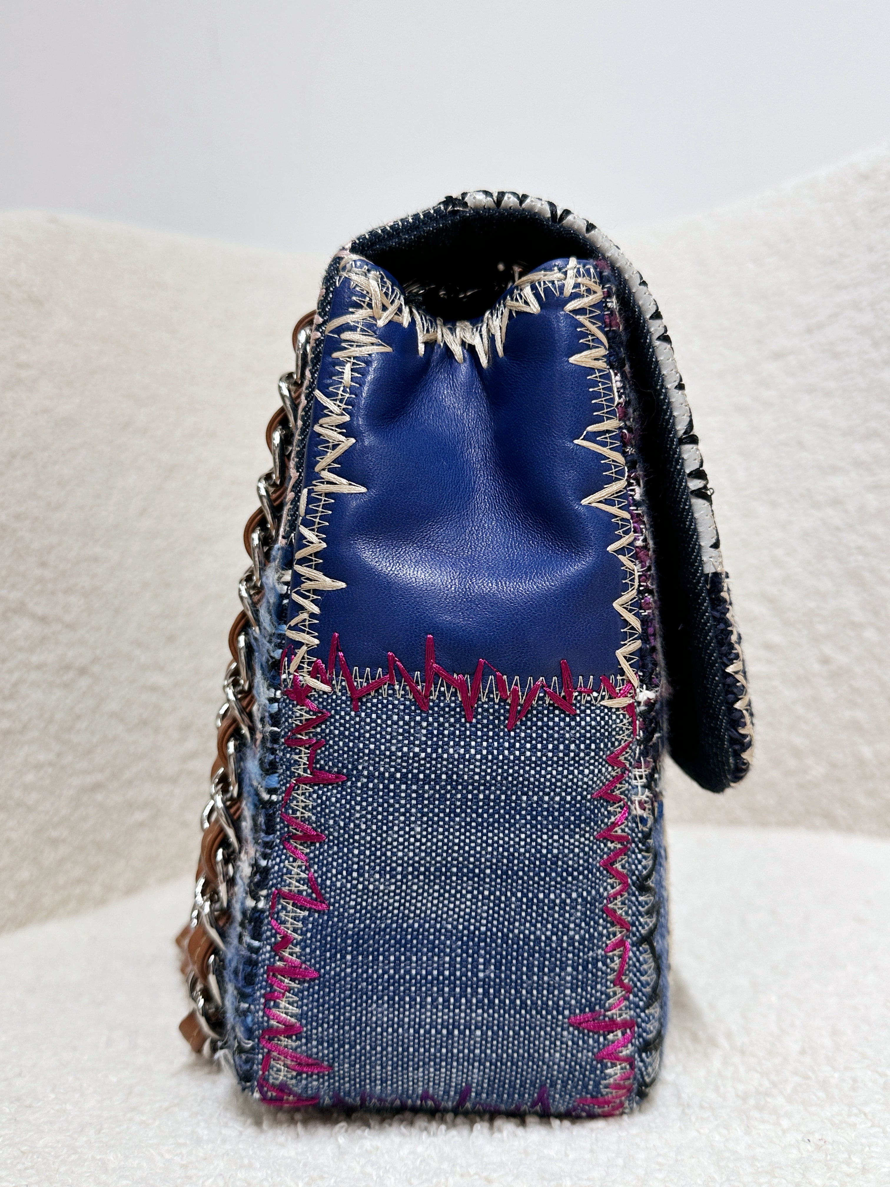 CHANEL TIMELESS PATCHWORK MULTICOLOR JUMBO SINGLE FLAP BAG 1600 holo card