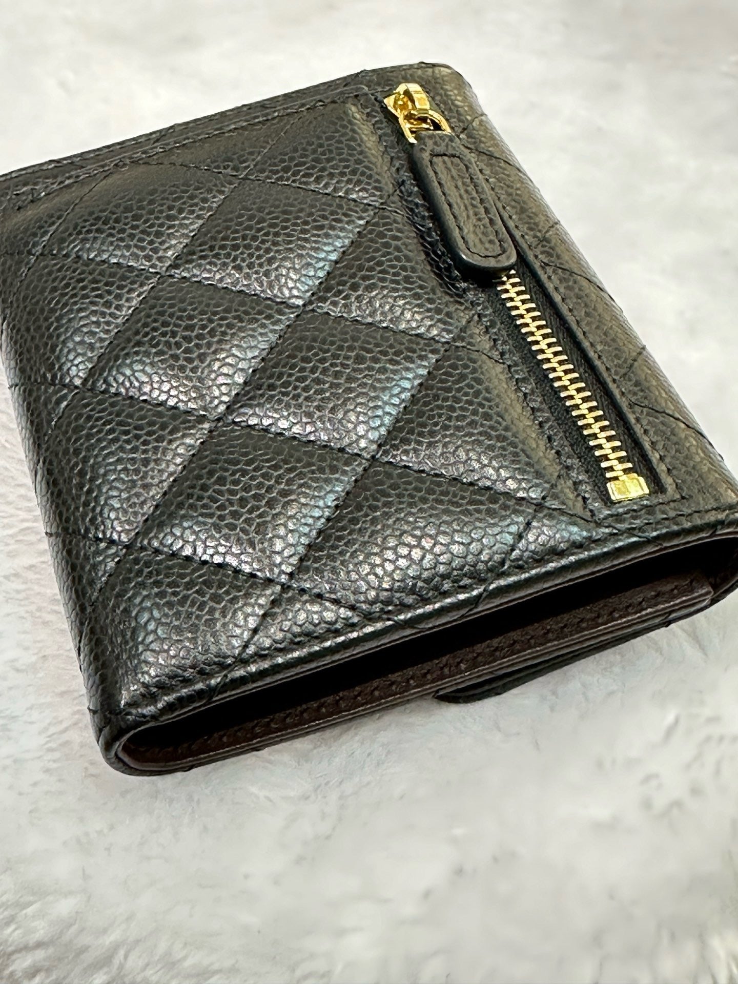 Chanel Flap Wallet Black Caviar GHW GPT tag