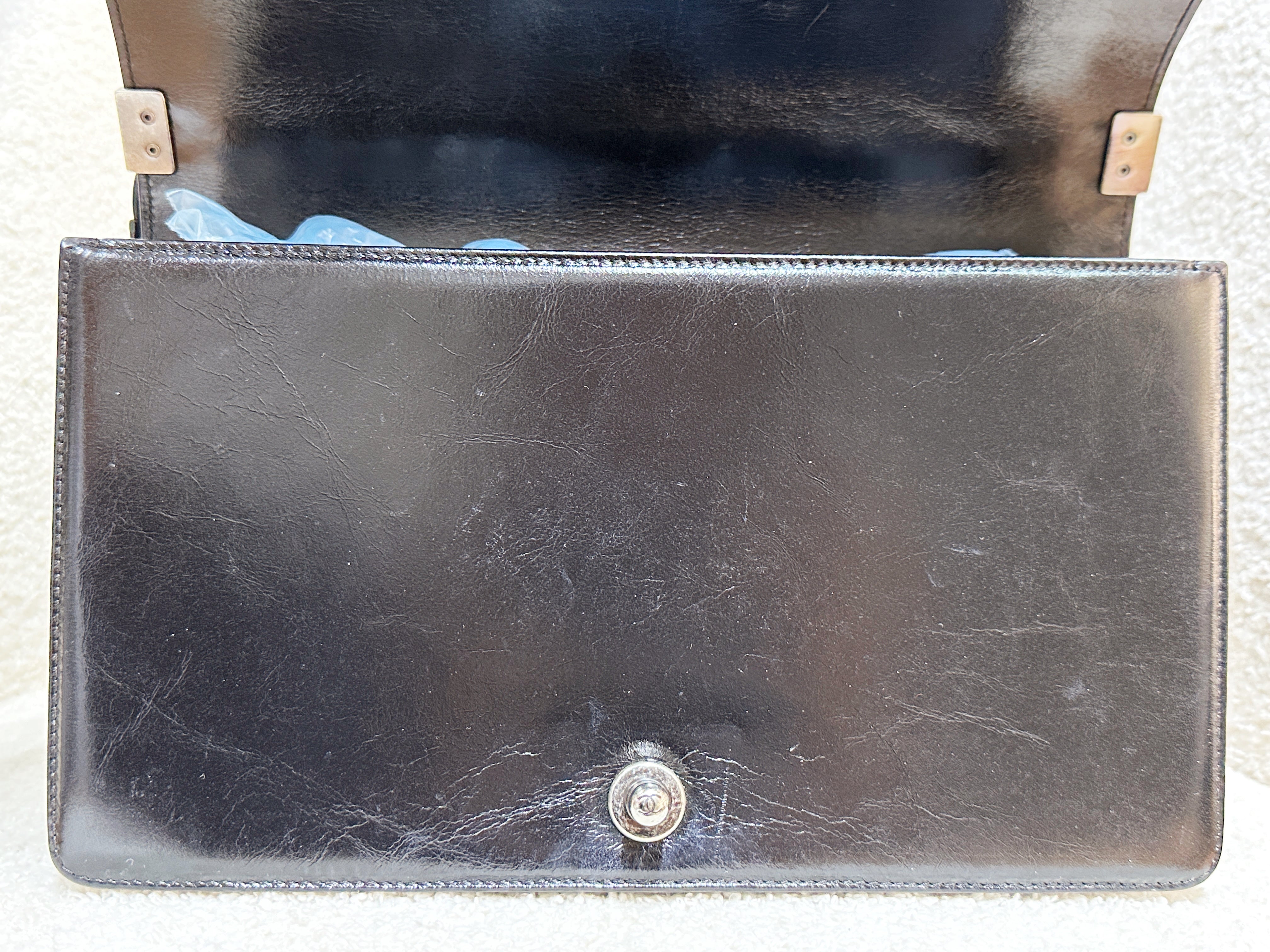 Chanel Boy Black Leather Chain Shoulder Bag 2099 holo card