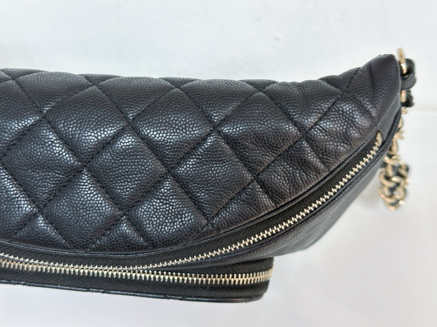 Chanel Black Quilted Caviar Leather Business Affinity Waist Belt Bag 2728 holo