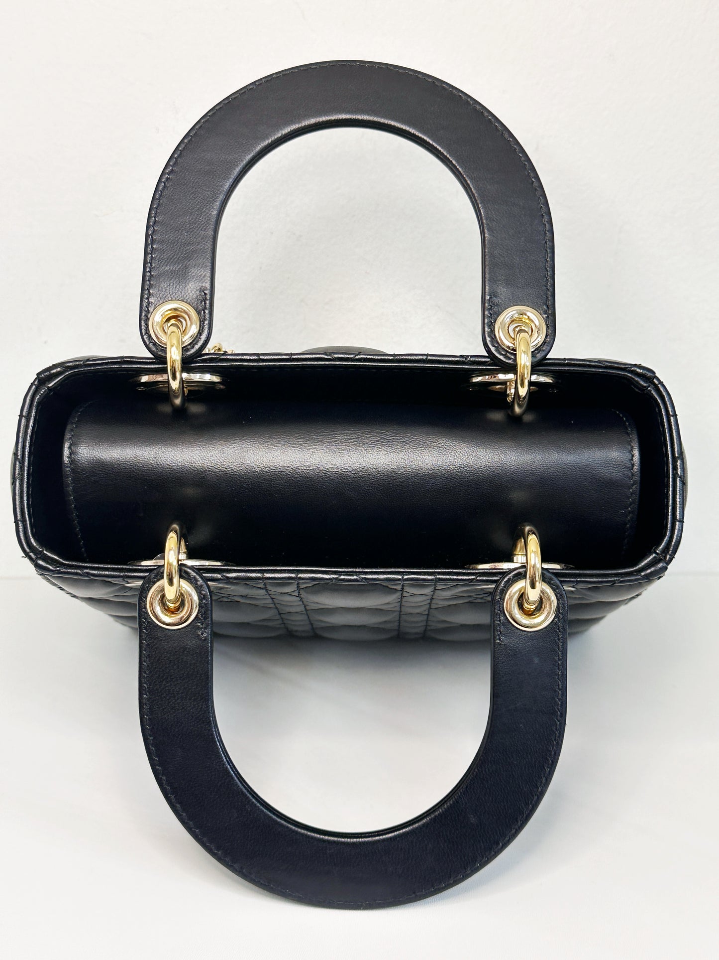 CHRISTIAN DIOR Lambskin Cannage Small My ABCDior Lady Dior Black GHW