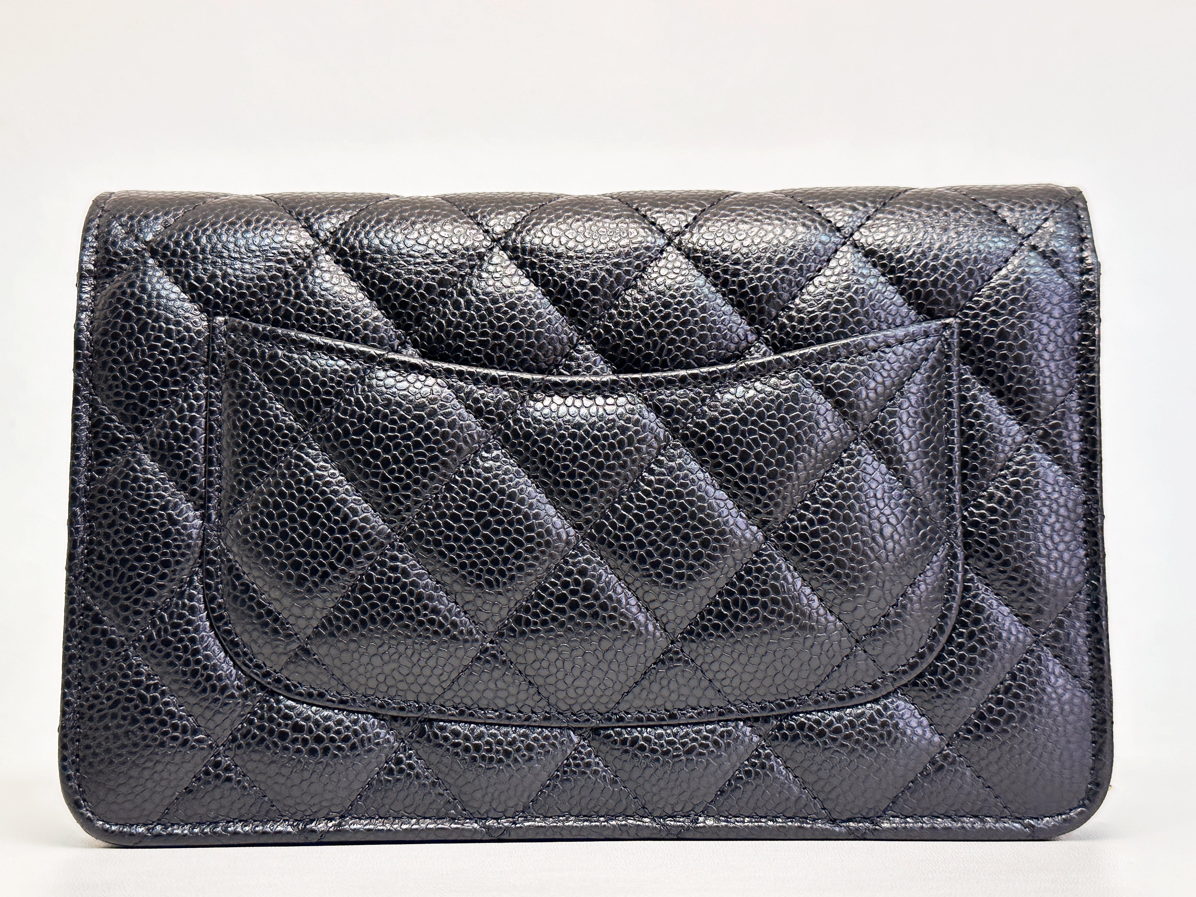 Chanel Classic Wallet on Chain Caviar Black GHW T876 microchip