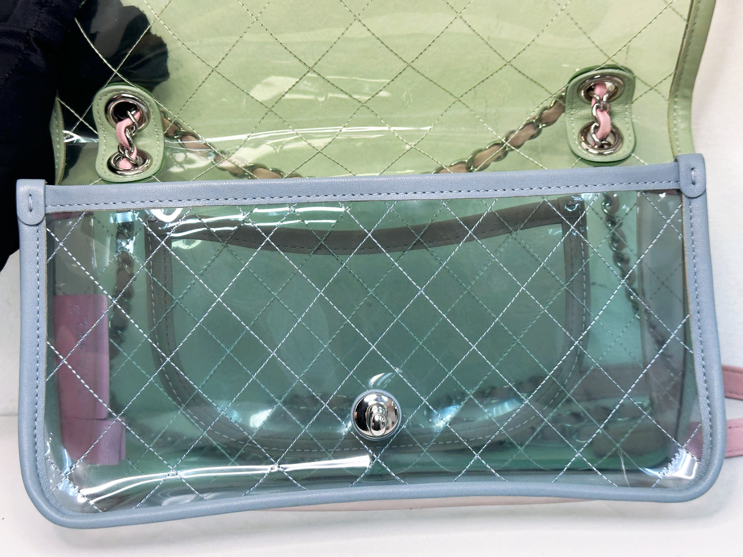 Chanel Coco Splash PVC Medium Flap Bag Green/Blue/Pink 254975 holo