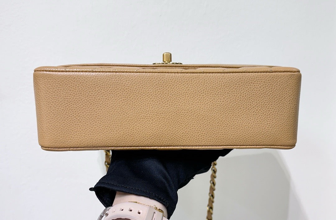 Chanel Vintage Medium Diana Flap Bag Beige Caviar Gold Hardware 29 holo