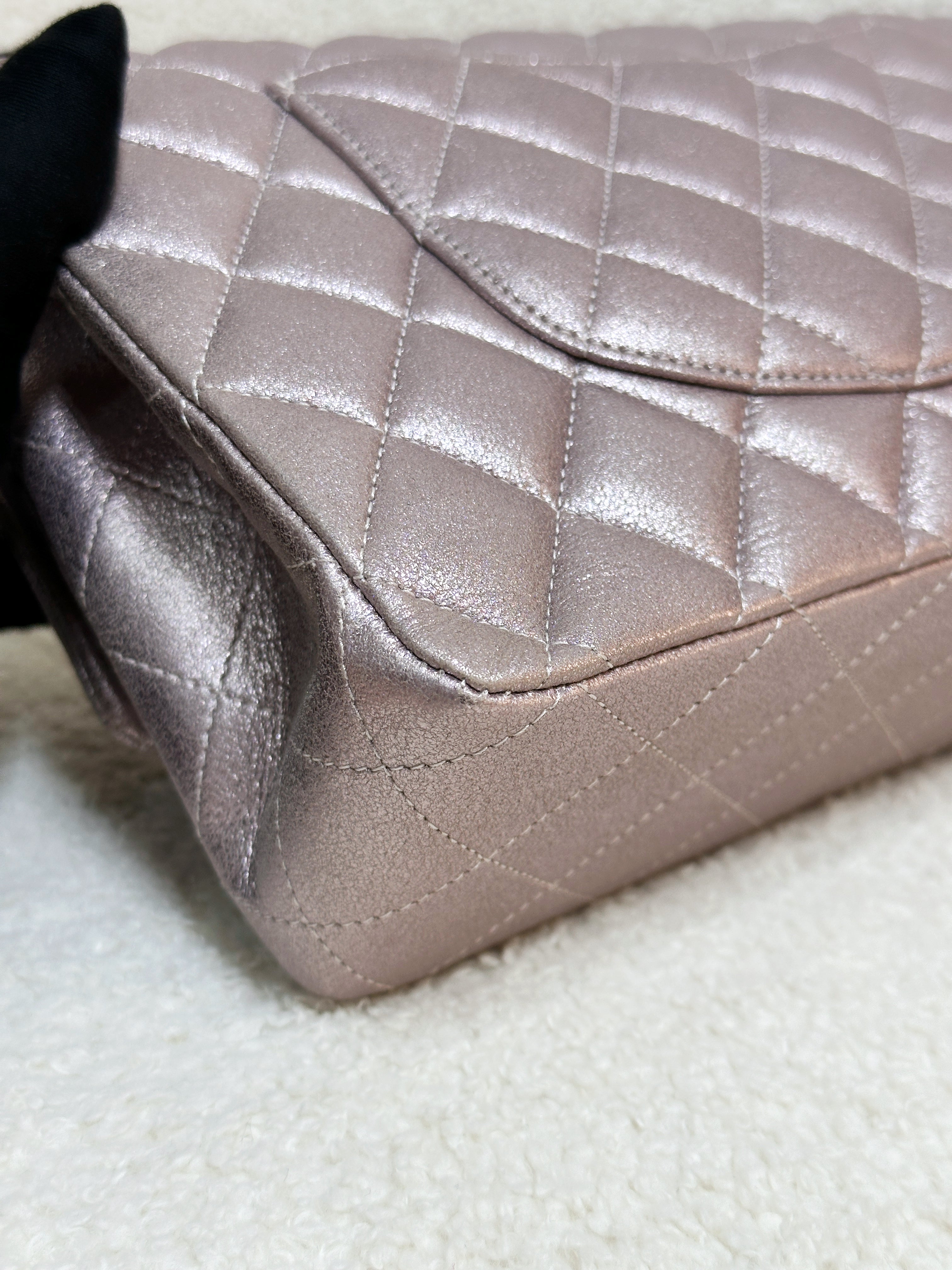 Chanel Classic Quilted Medium Double Flap Iridescent Pink (Calfskin)LGHW 1998 holo card