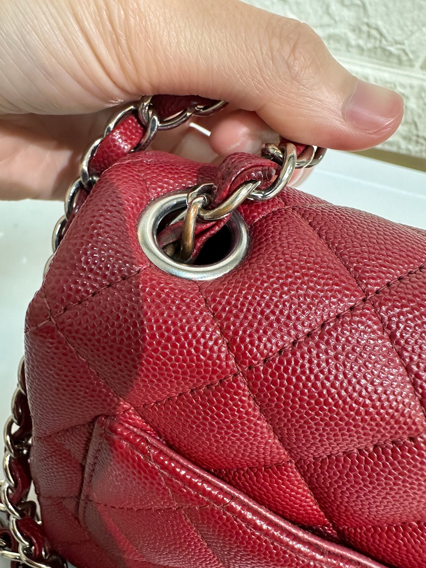 Chanel Classic Square Mini Flap in Red Caviar and SHW