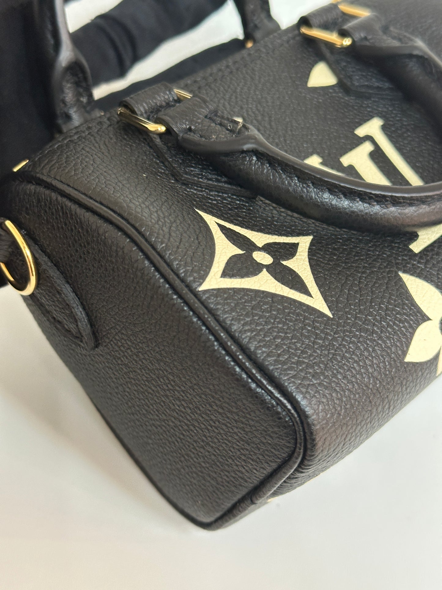 Louis Vuitton Speedy Bandouliere Nano Black Top Handle Bag in Monogram Empreinte Leather GHW