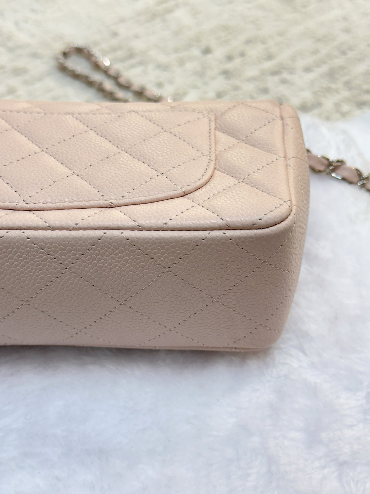 Chanel Mini Rectangular Classic Quilted Caviar Sakura Pink SHW 14C