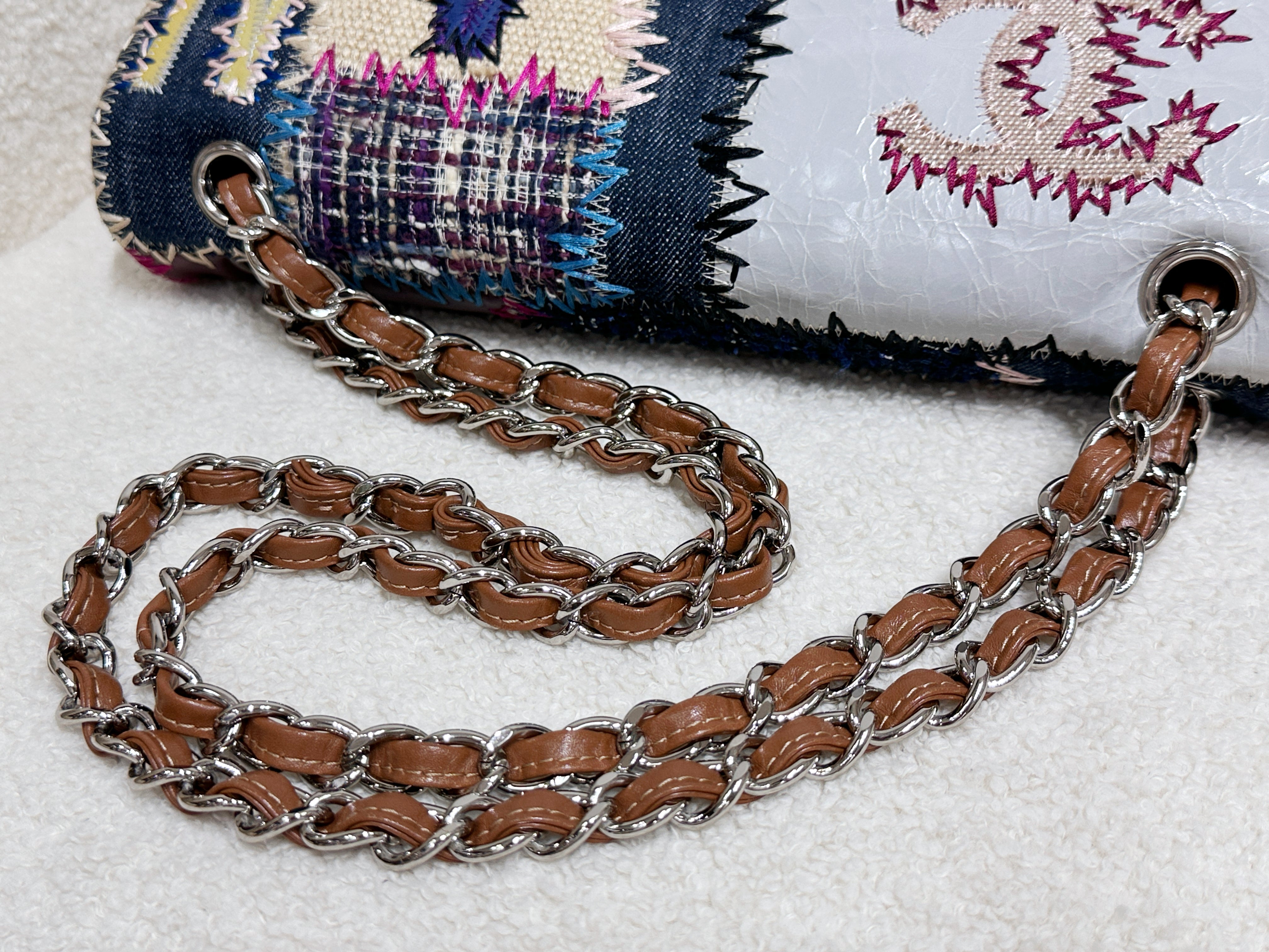 CHANEL TIMELESS PATCHWORK MULTICOLOR JUMBO SINGLE FLAP BAG 1600 holo card