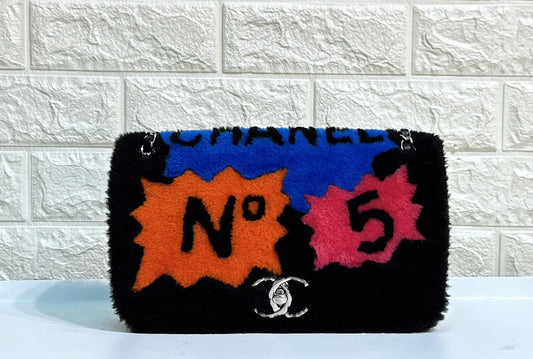 Chanel Classic Flap Pop Art No. 5 Caption Comic Lambskin Black Multicolor Bag