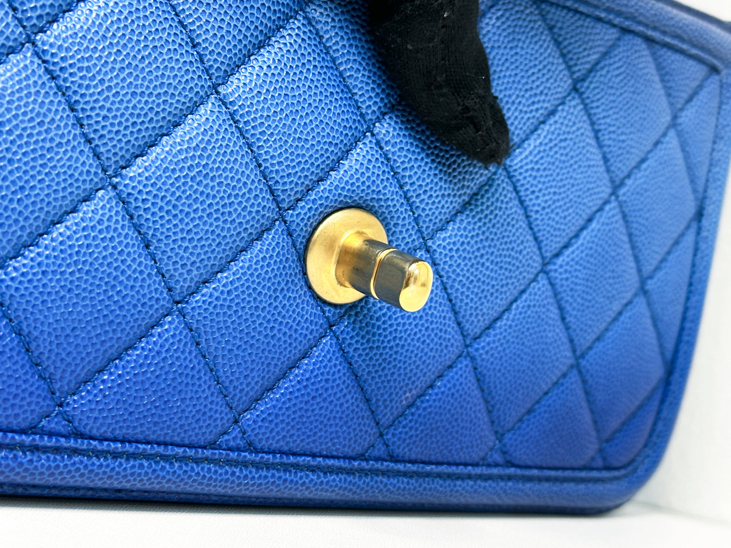 CHANEL Caviar Quilted Small Sunset On The Sea Flap Blue 2721 holo card