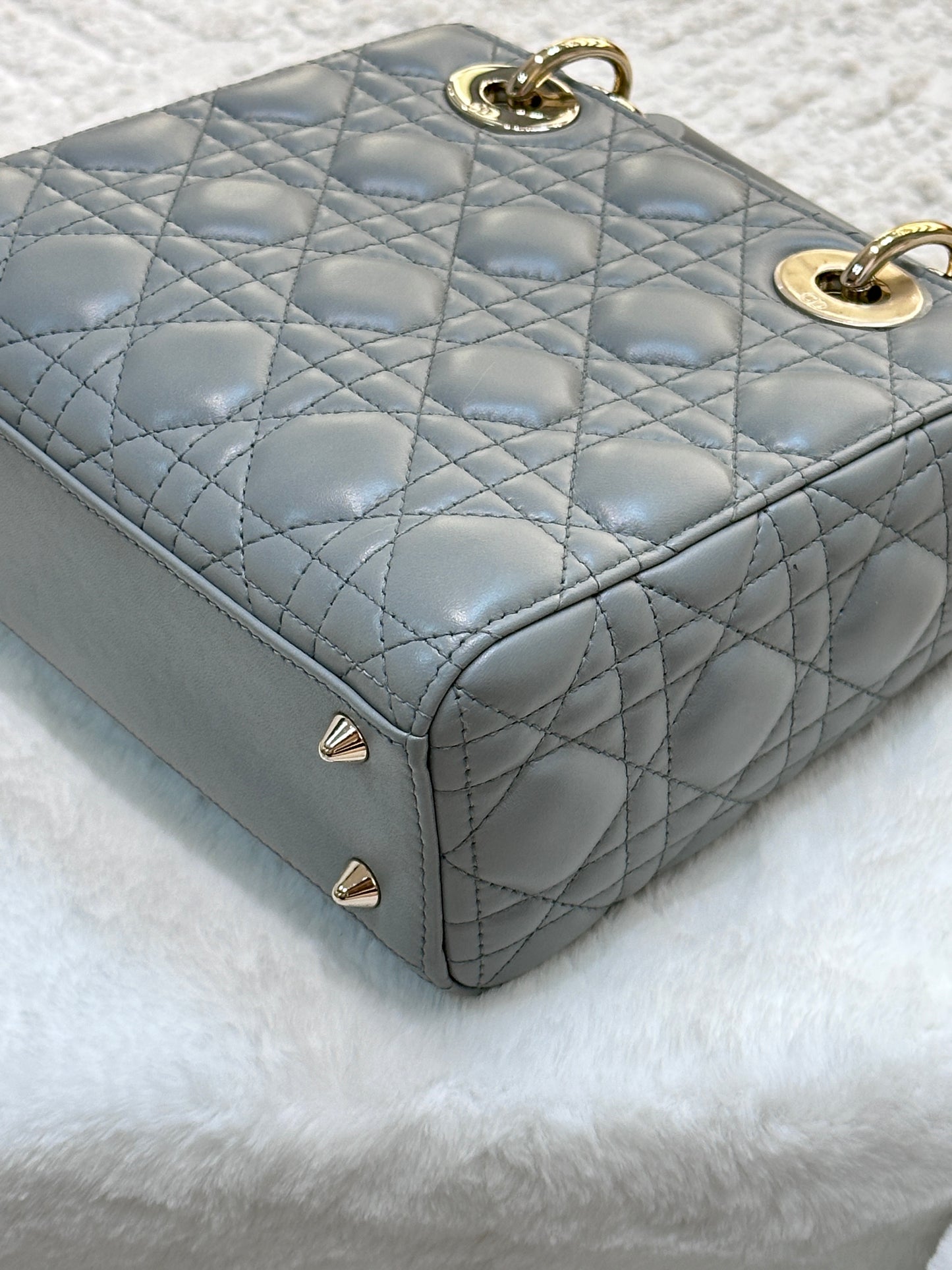 Dior Small Lady Dior My ABCDior Cannage Lambskin Gray