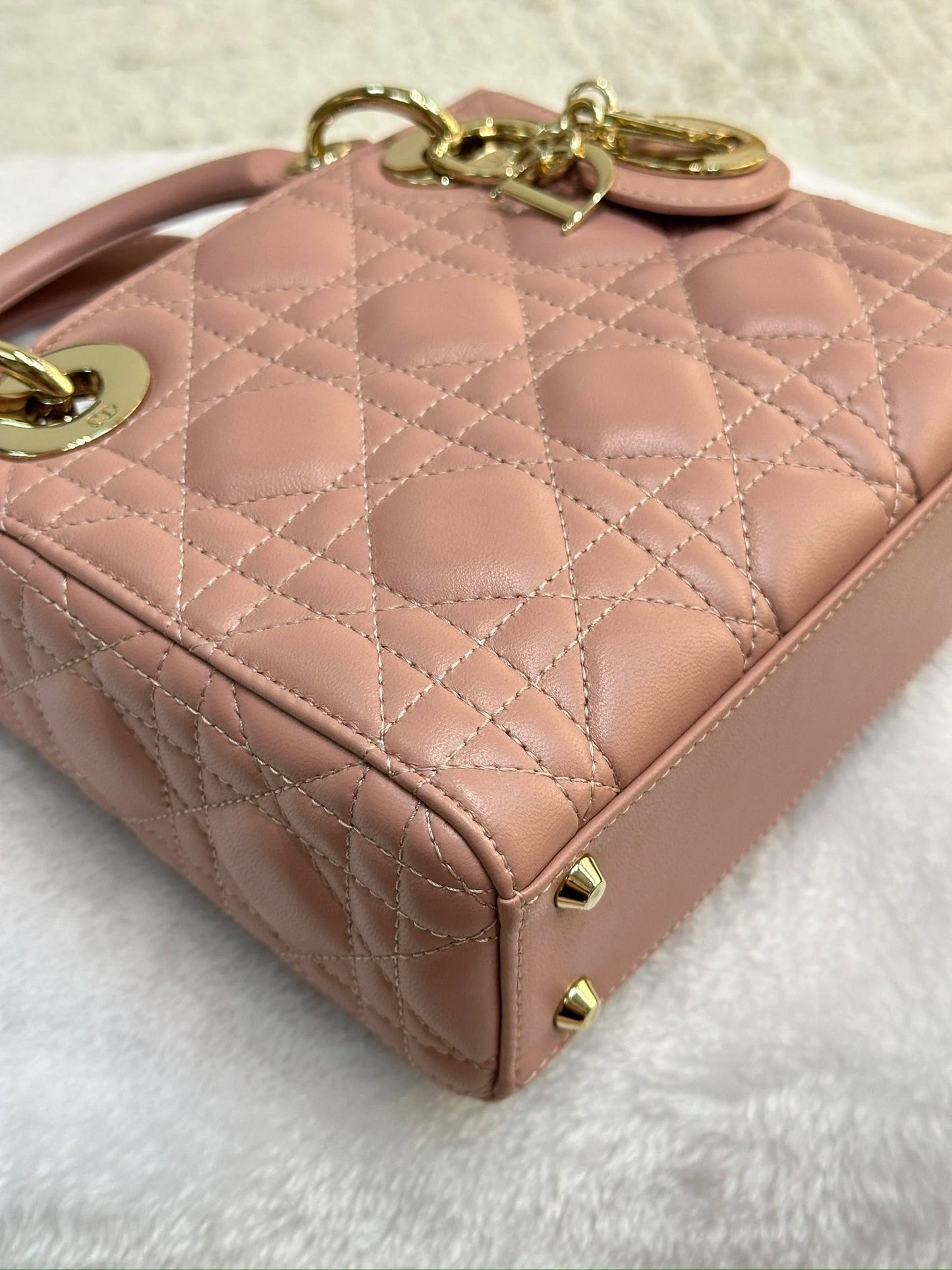 Christian Dior Mini Lambskin Cannage Lady Dior Pink GHW