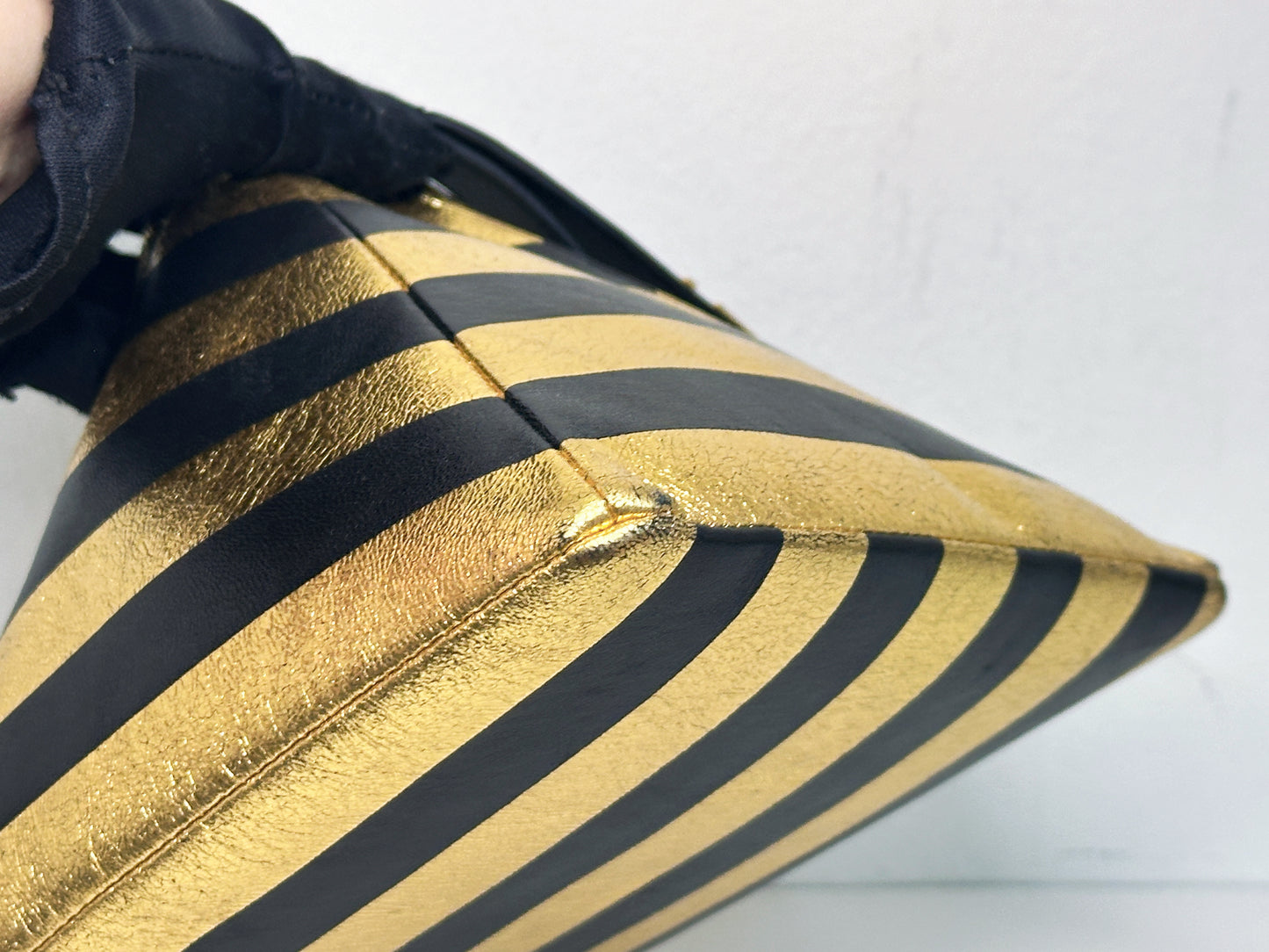 Chanel Metallic Lambskin CC Kheops Pyramid Bag Gold Black 2809 holo