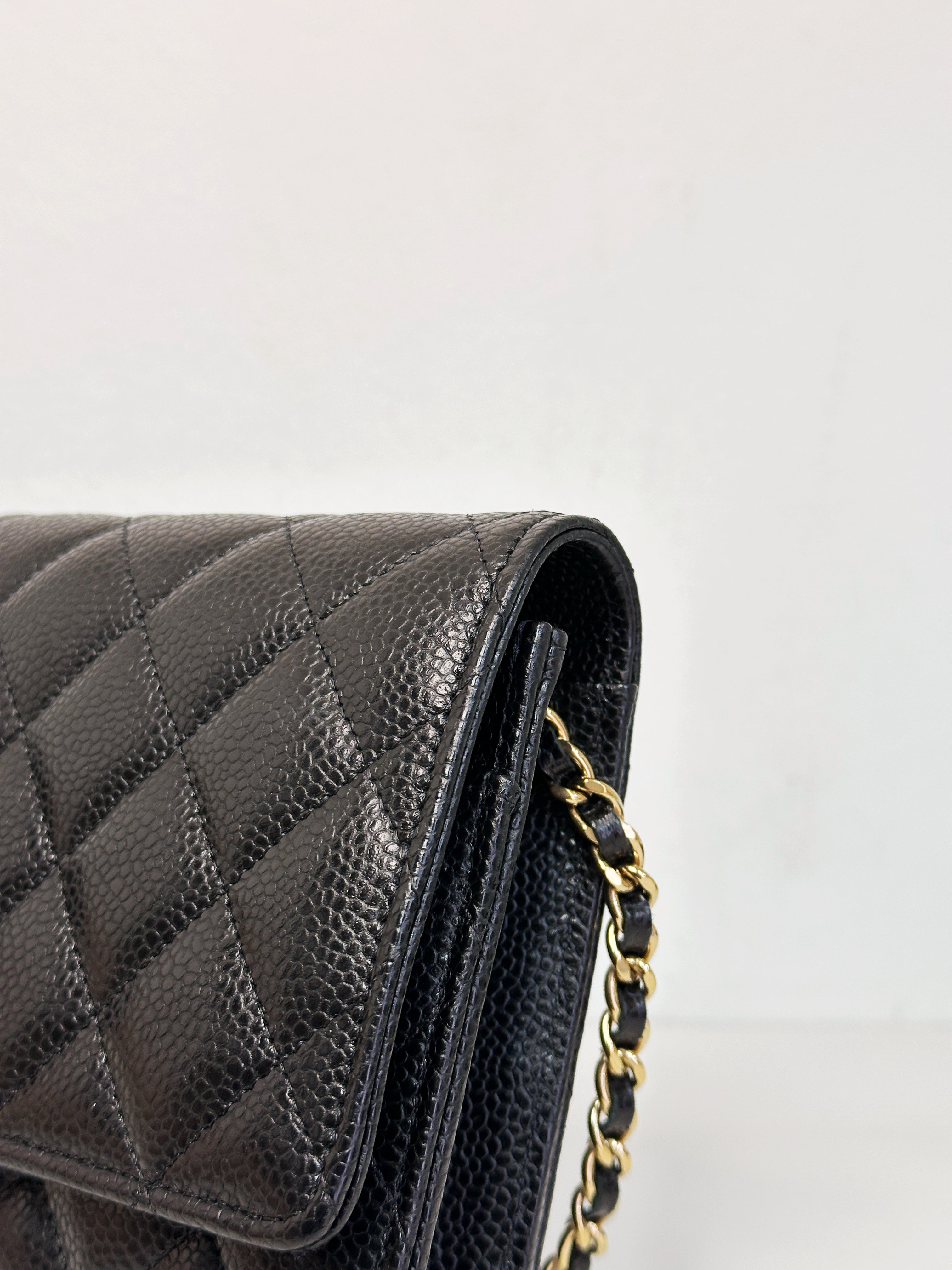 Chanel Classic Wallet on Chain Caviar Black GHW T876 microchip