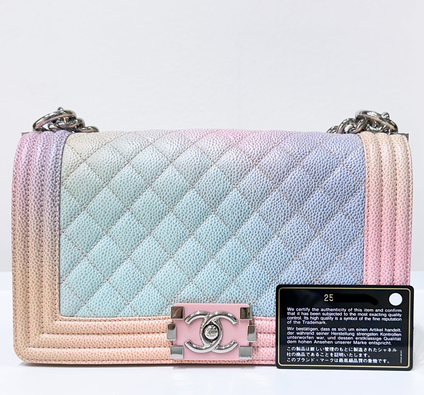 Chanel Rainbow Quilted Caviar Boy Bag Medium