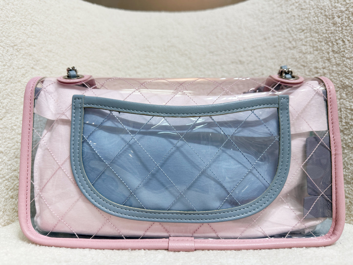 Chanel Coco Splash PVC Medium Flap Bag Pink/Green/Blue 254 holo card