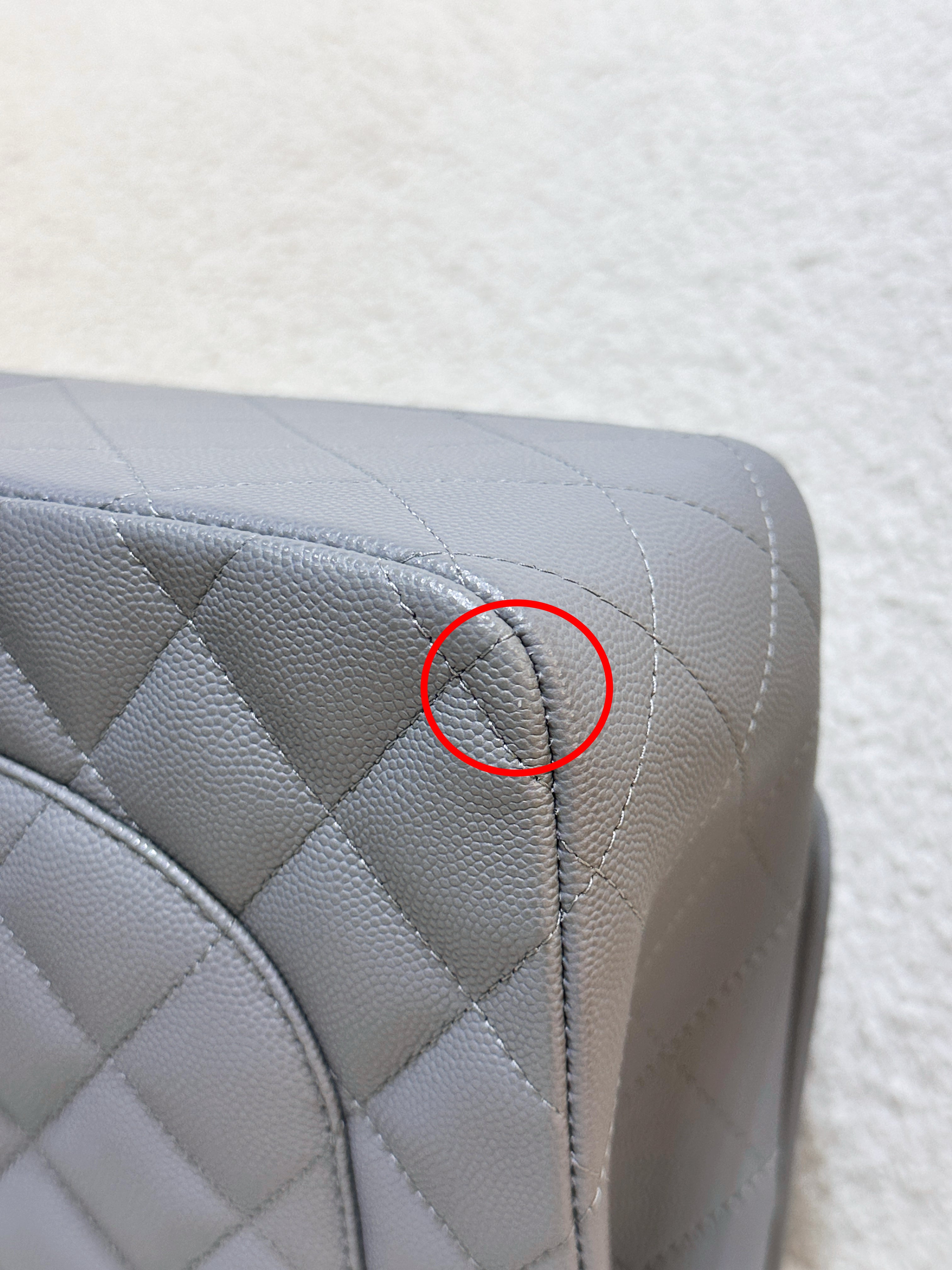 Chanel Jumbo Caviar Classic Quilted Double Flap Bag Light Grey LGHW 2910 holo card