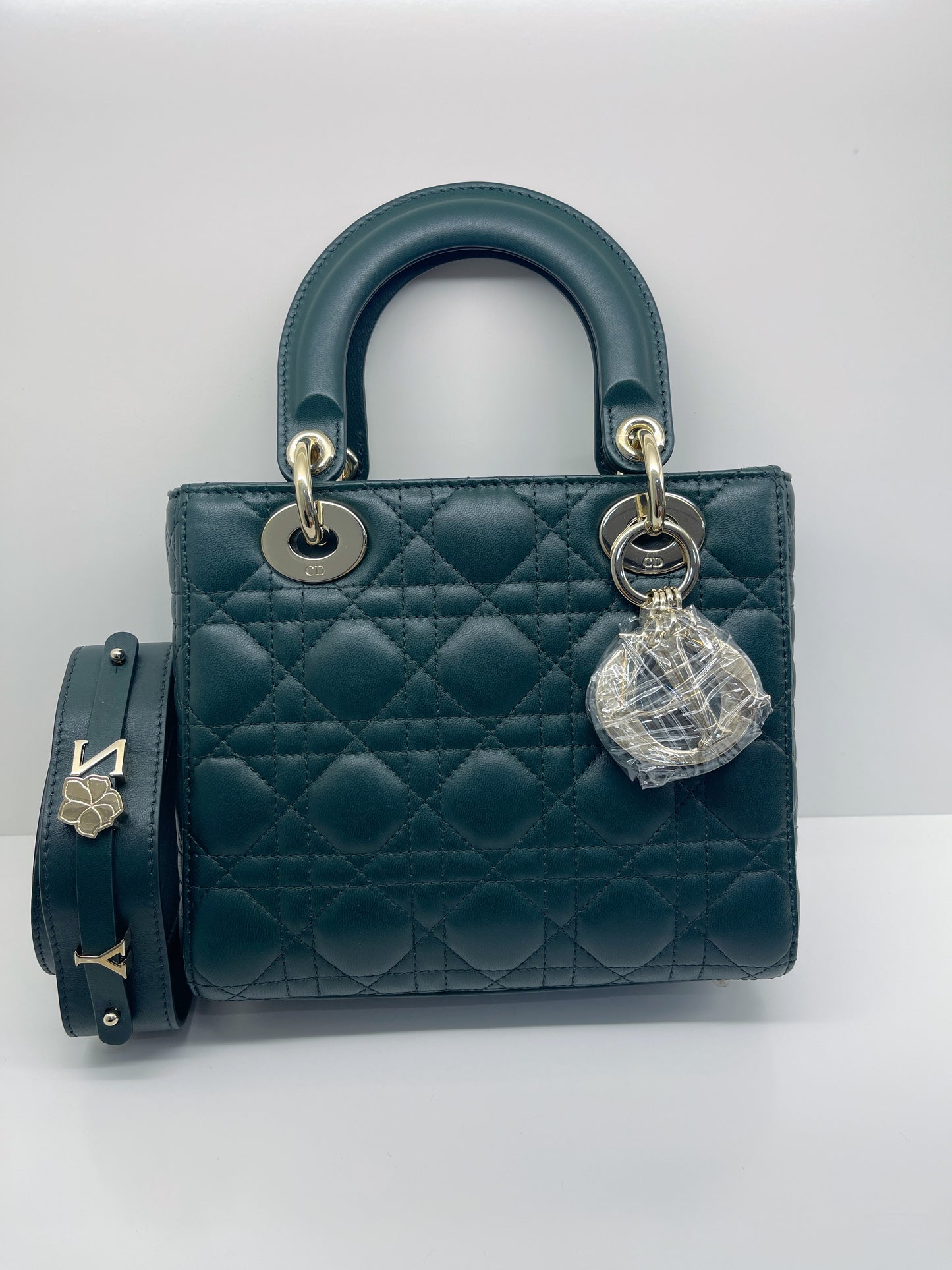My Lady Dior ABC Small Dark Green  in Lambskin Flap Bag Gold Hardware M0538