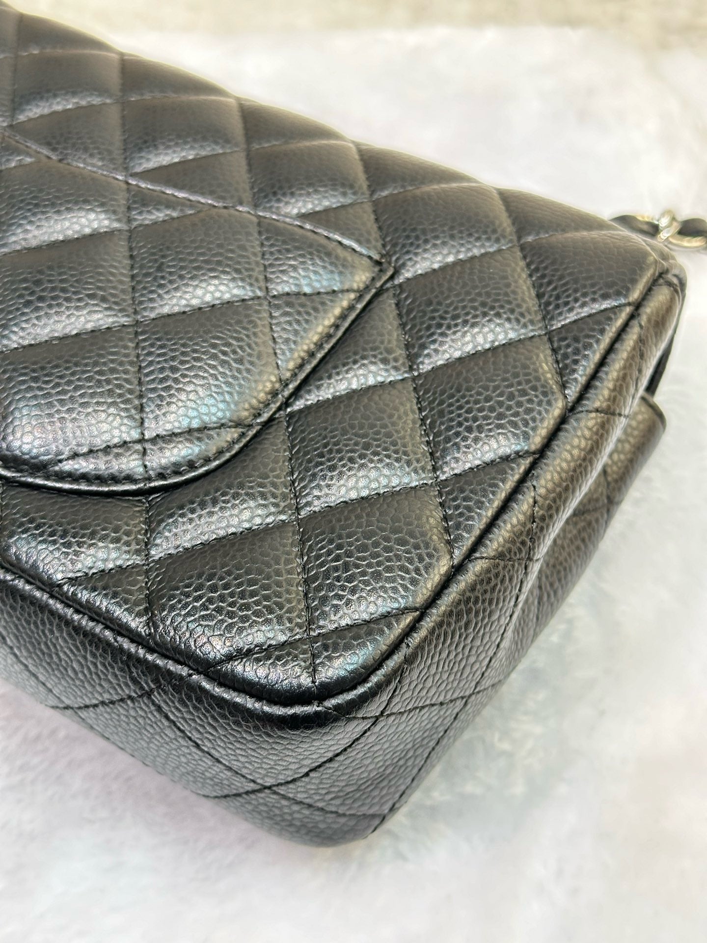 Chanel Caviar East West Flap Bag Black SHW 1186 holo card