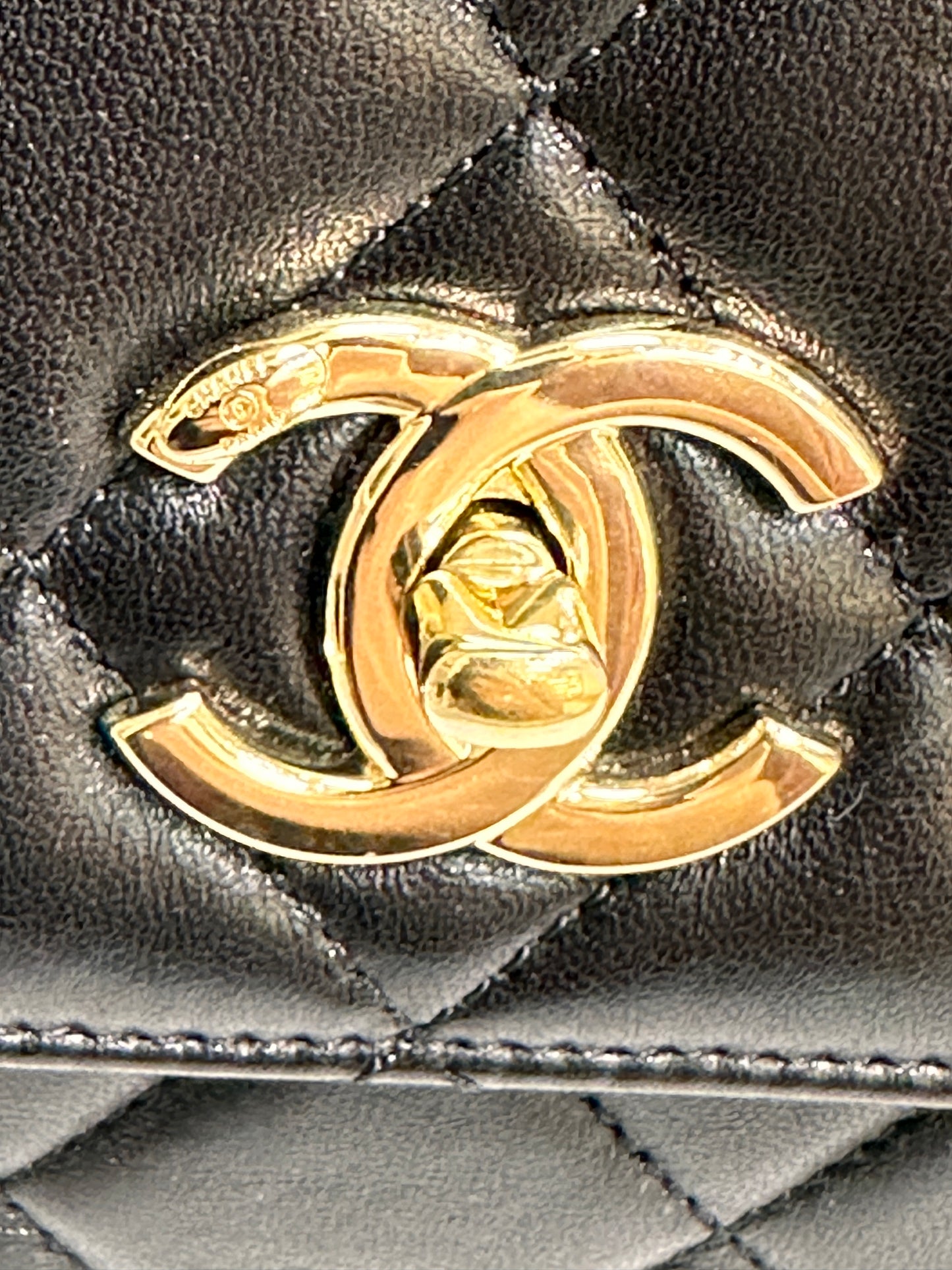 CHANEL Black Small Trendy Flap Bag Microchipped Light Gold Hardware