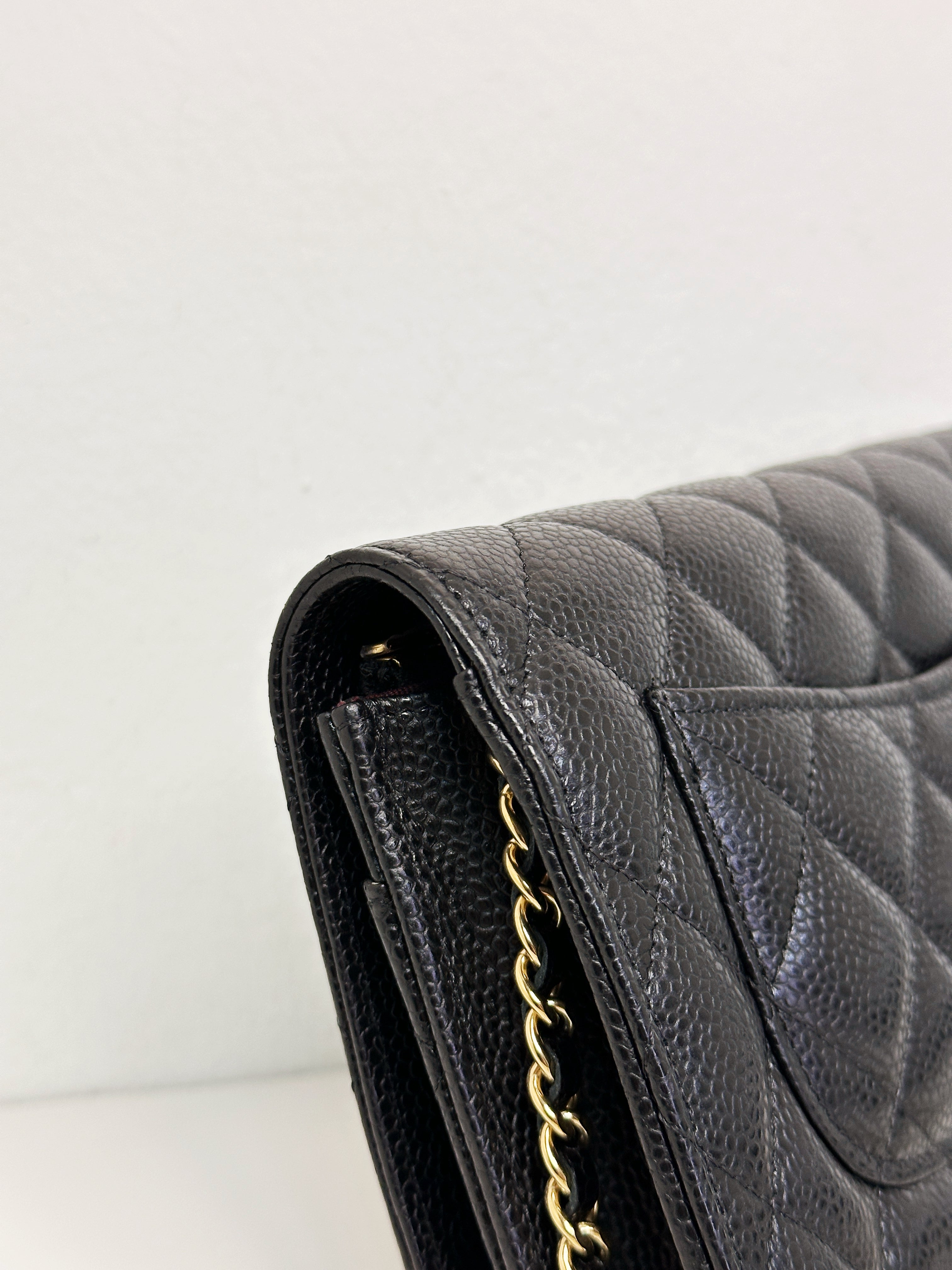 Chanel Classic Wallet on Chain Caviar Black GHW T876 microchip