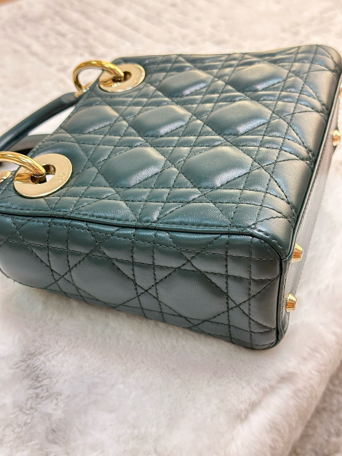 Christian Dior Mini Lambskin Cannage Lady Dior Green