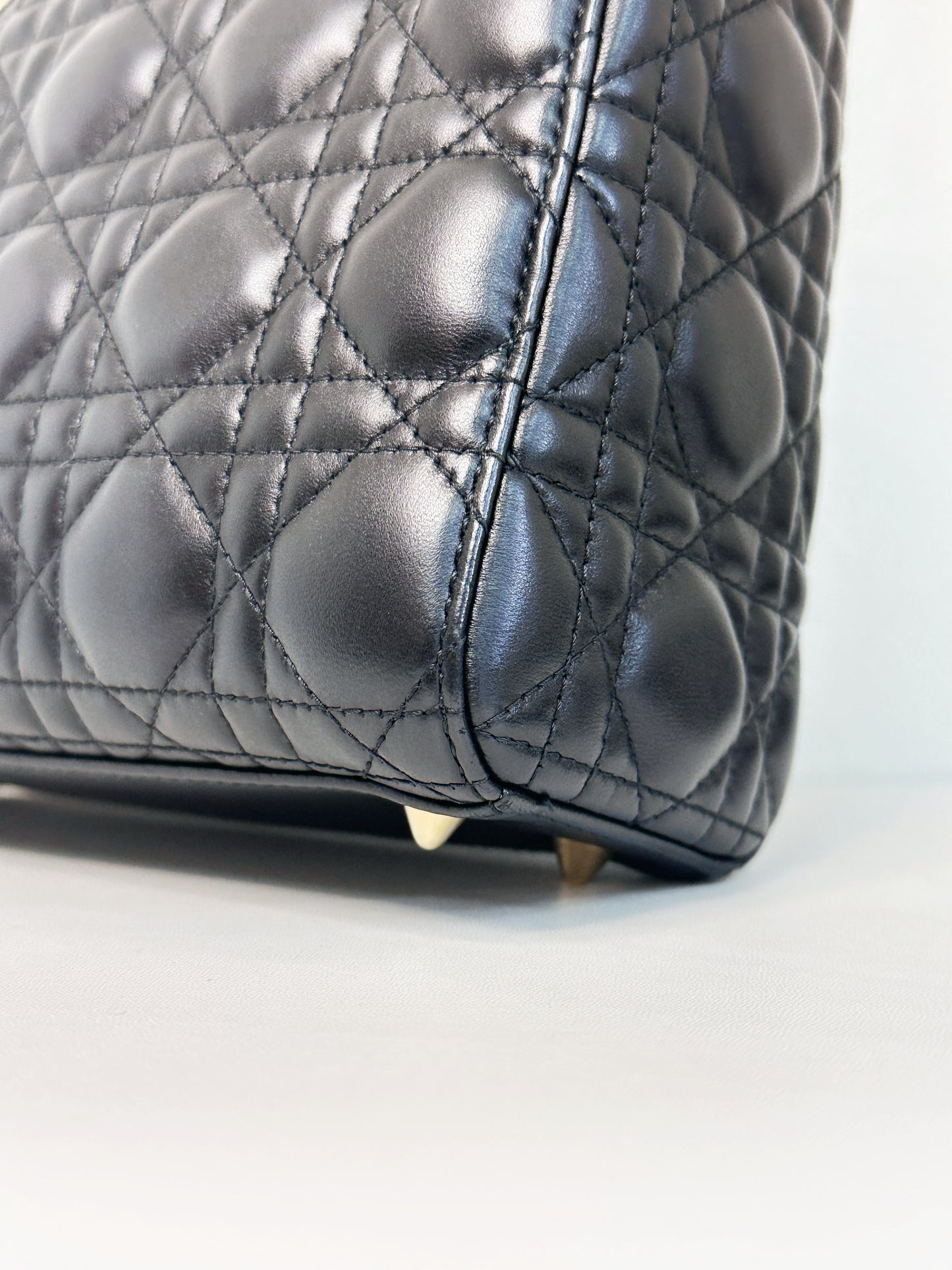 CHRISTIAN DIOR Lambskin Cannage Small My ABCDior Lady Dior Black GHW