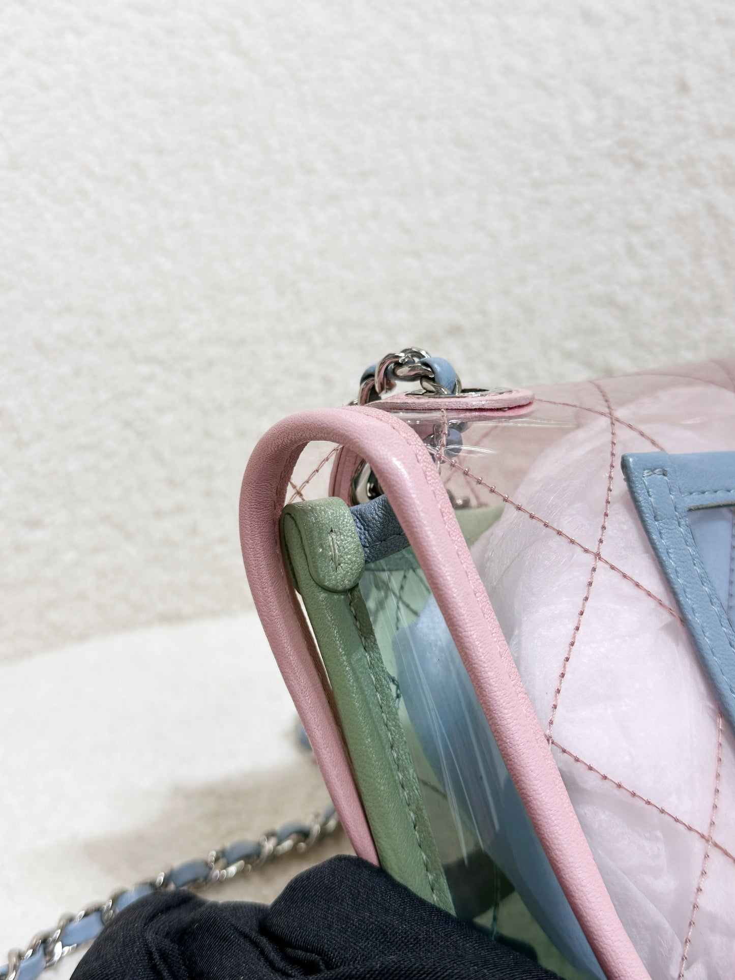 Chanel Coco Splash PVC Mini Flap Bag Pink/Green/Blue 2576 holo card