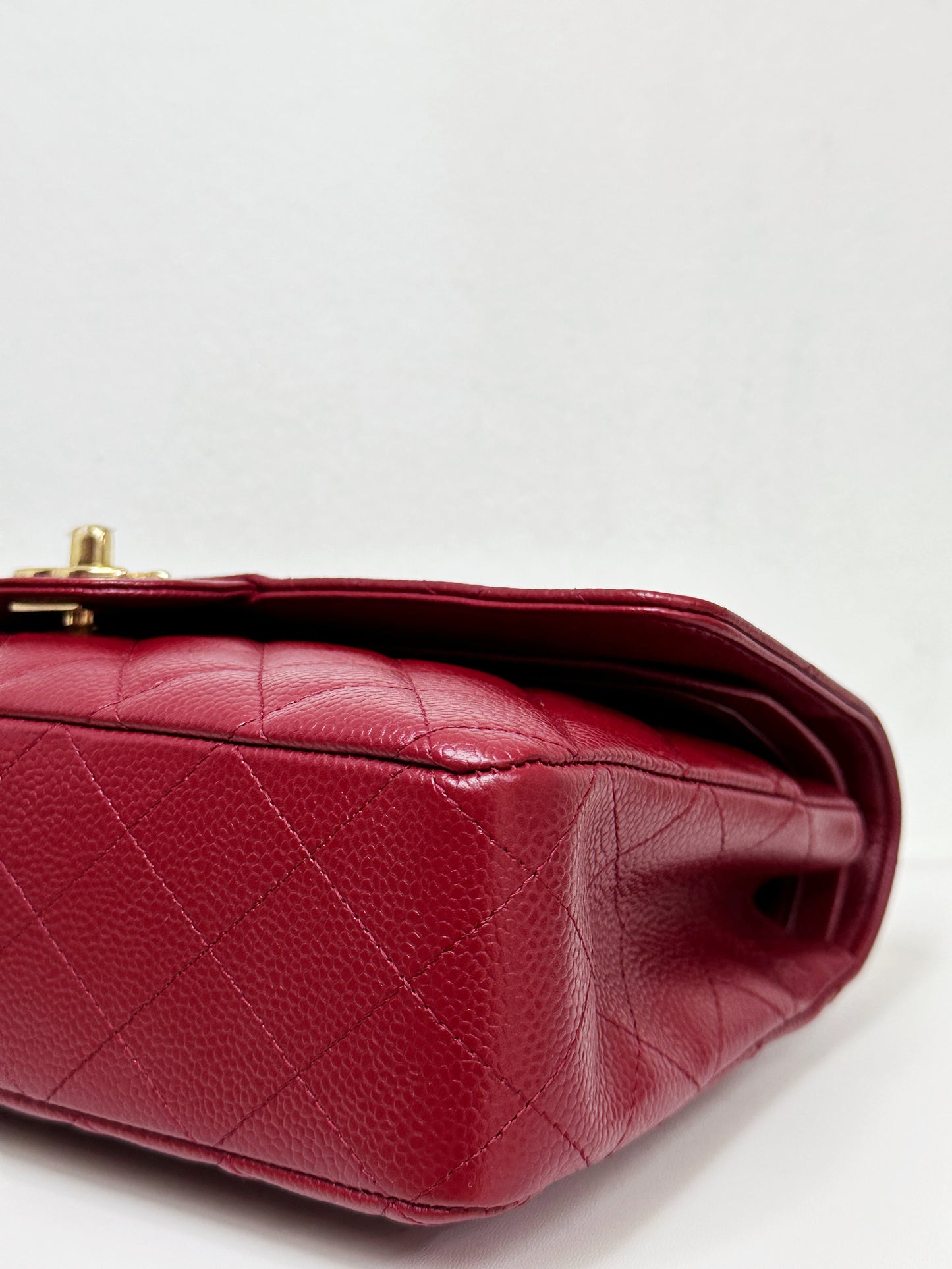 Chanel Caviar Classic Quilted Medium Double Flap Bordeaux Bag 1307 holo card