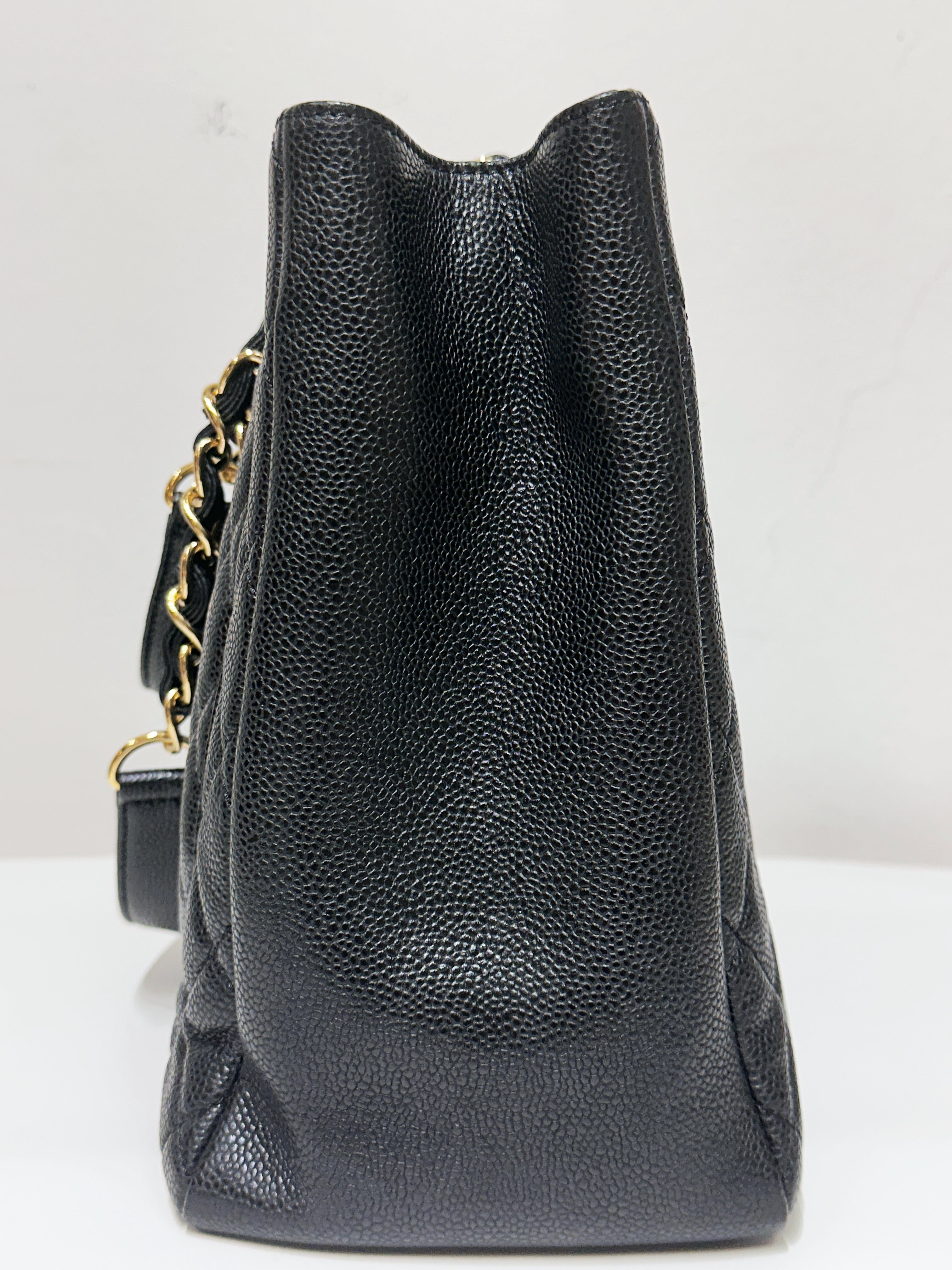 Chanel Caviar Grand Shopping Tote GST Black GHW 1640 holo card