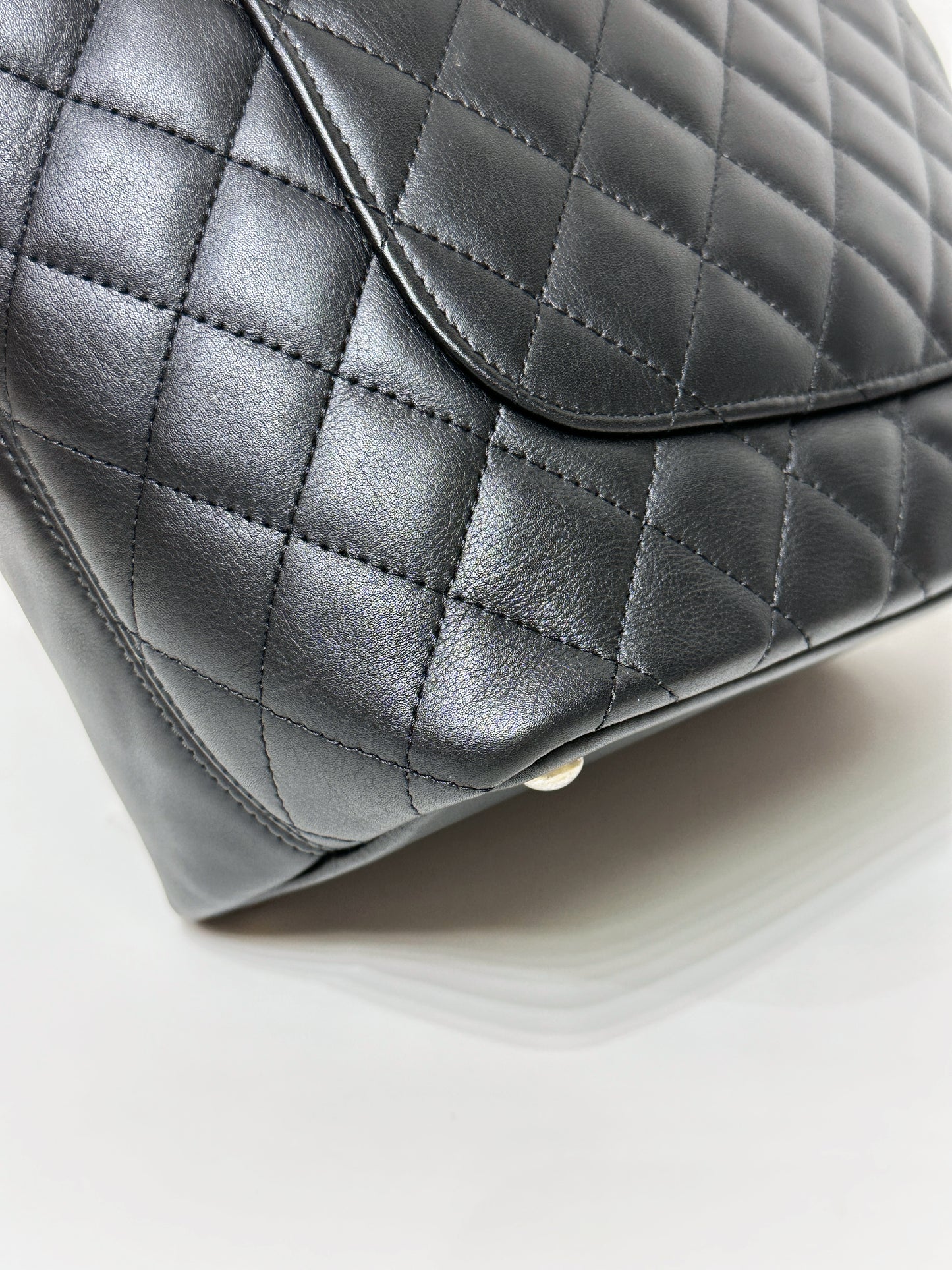 Chanel Calfskin Cambon Line Medium Tote Bag Black 1531 holo