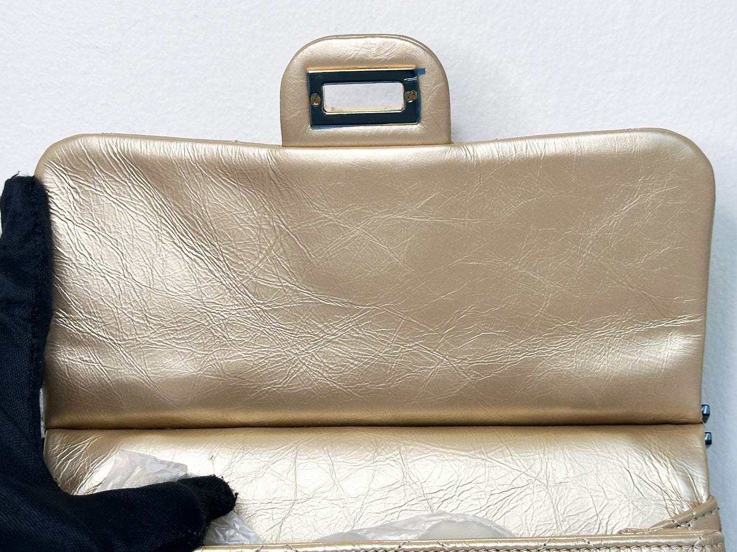 Chanel Aged Calfskin Quilted 2.55 Reissue Mini Hanger Flap Gold 2355 holo card