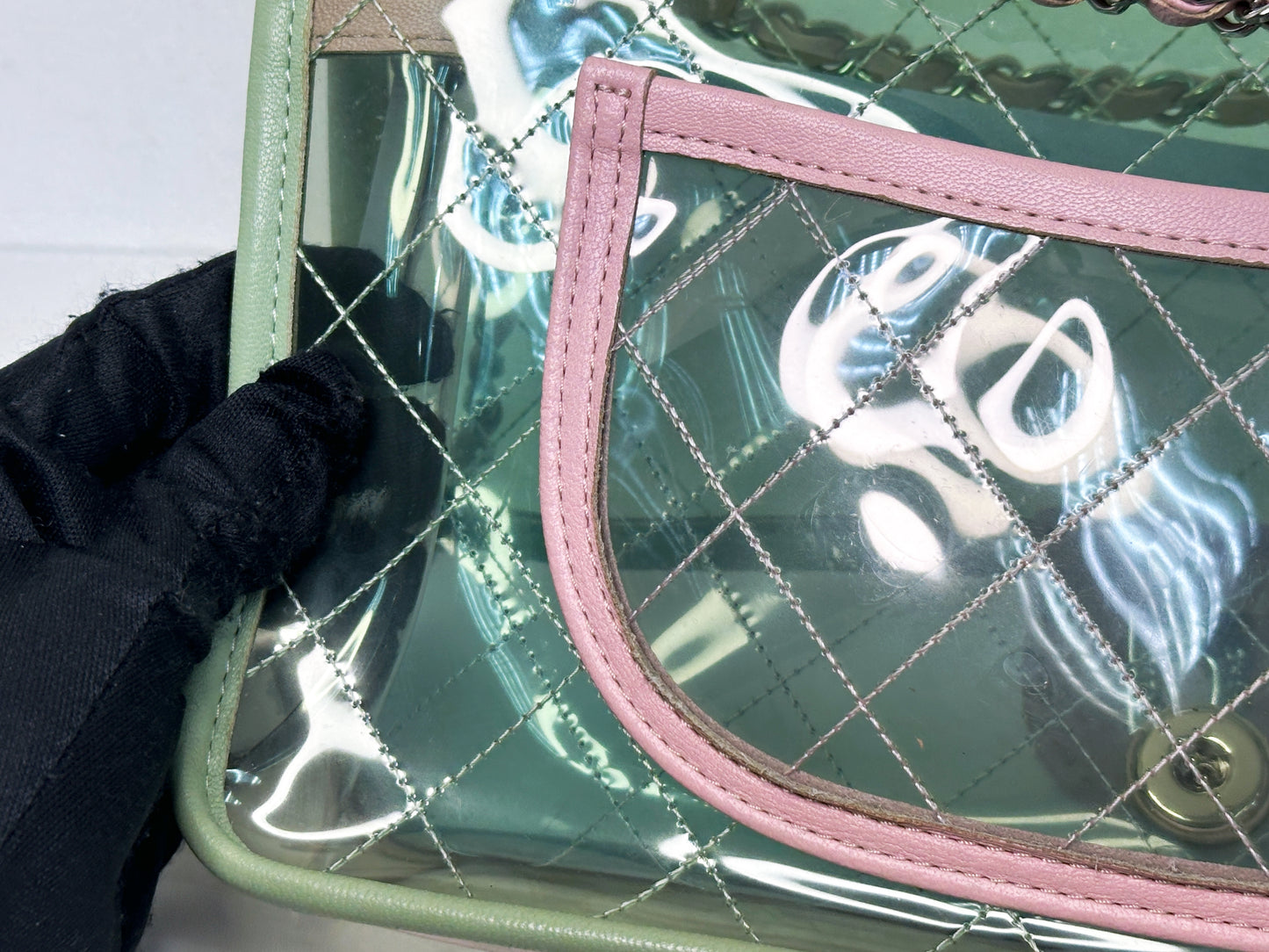Chanel Coco Splash PVC Medium Flap Bag Green/Blue/Pink 254975 holo