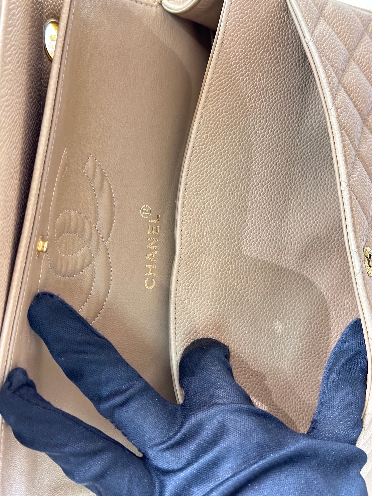 Chanel Medium Vintage Timeless Classic Leather Caviar Beige