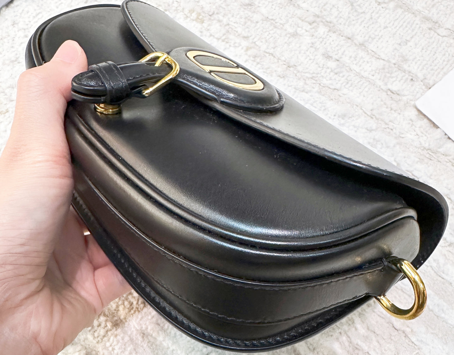 CHRISTIAN DIOR Box Calfskin East West Bobby Bag Black