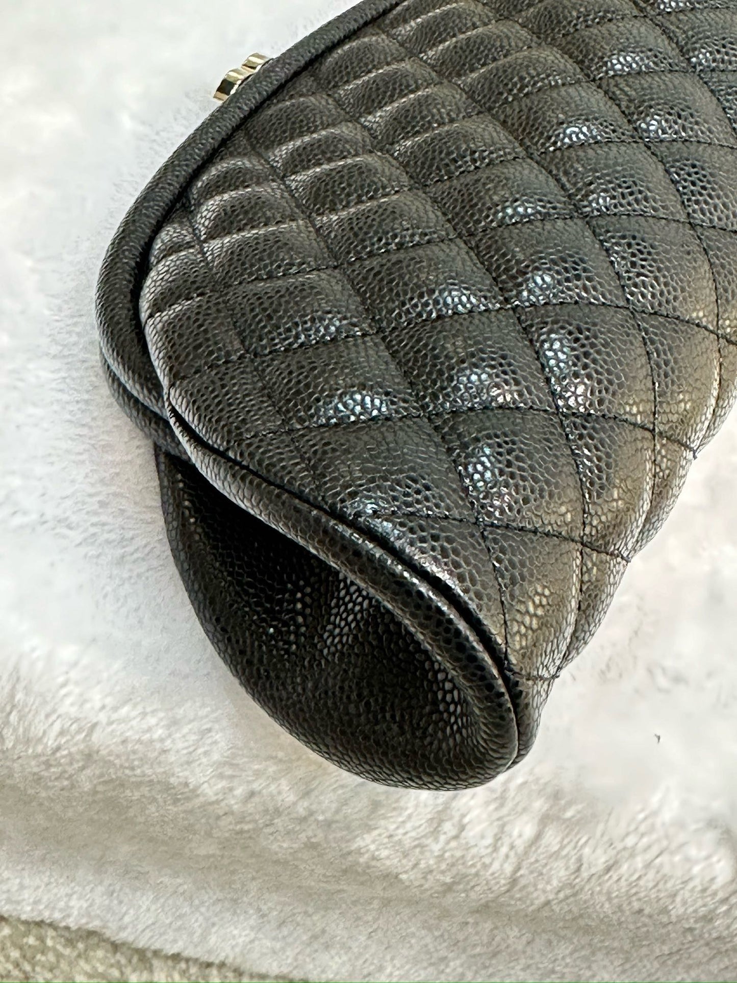 Chanel Quilted Timeless Kisslock Clutch Black Caviar SHW