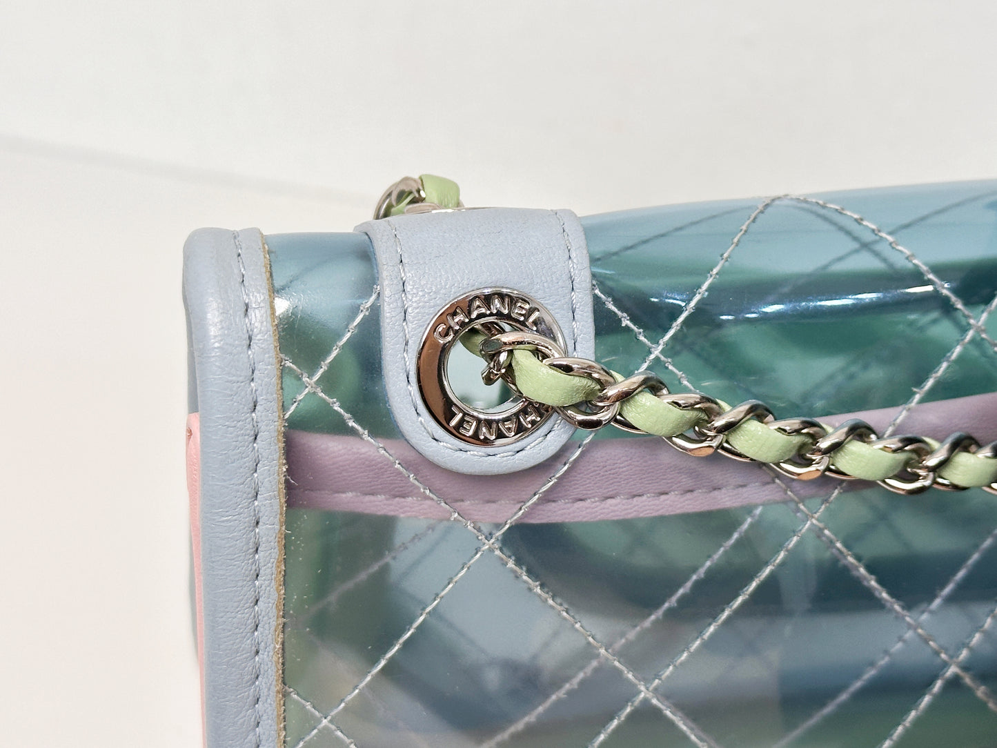 Chanel Coco Splash PVC Mini Flap Bag Blue/Pink/Green 2582 holo