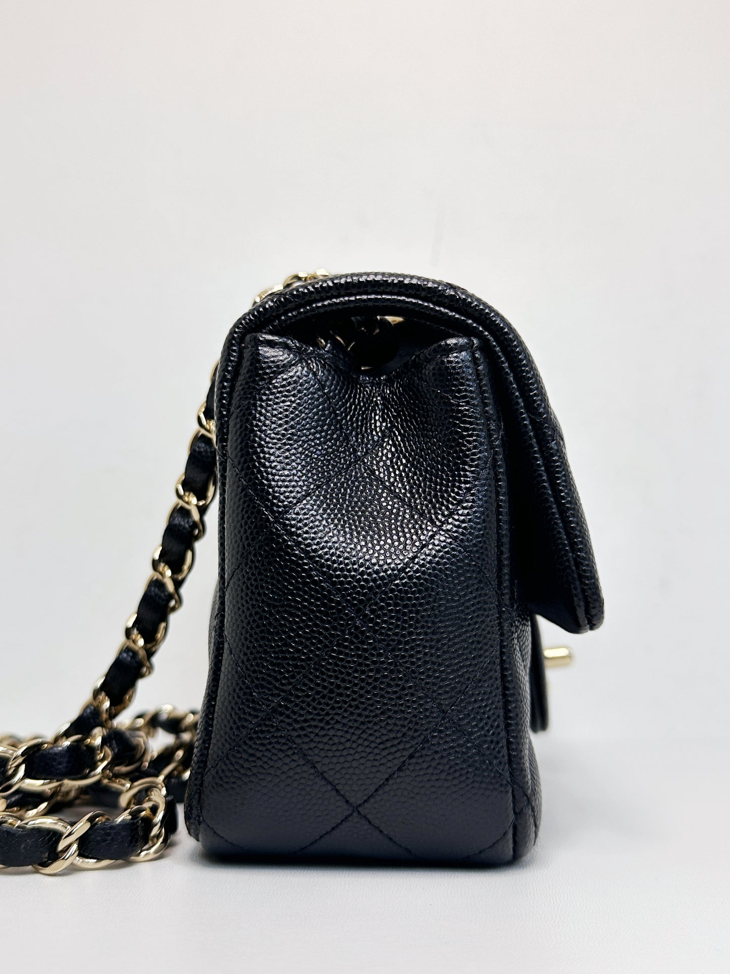 Chanel Mini Rectangular Classic Flap Black Bag 17B LGHW 2456 holo card