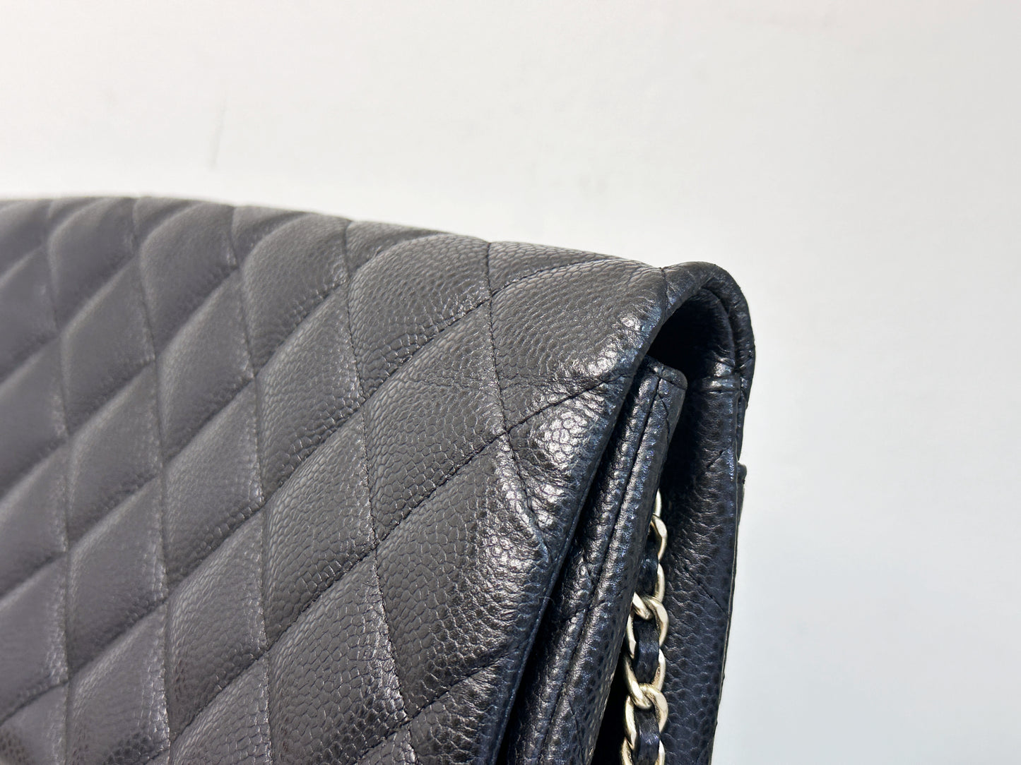 Chanel Caviar Quilted Clutch With Chain Flap Black GHW 2045 holo