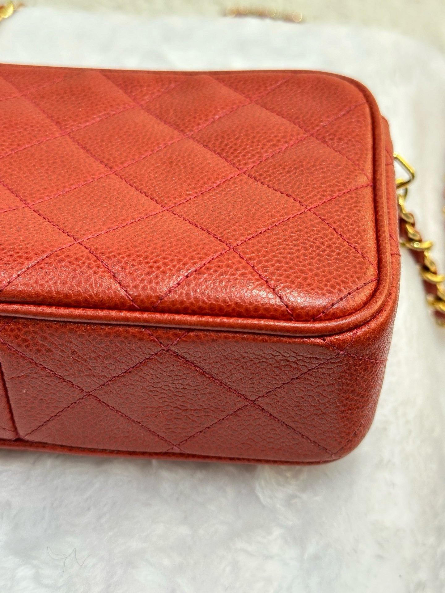 Chanel Caviar Quilted Camera Case Red