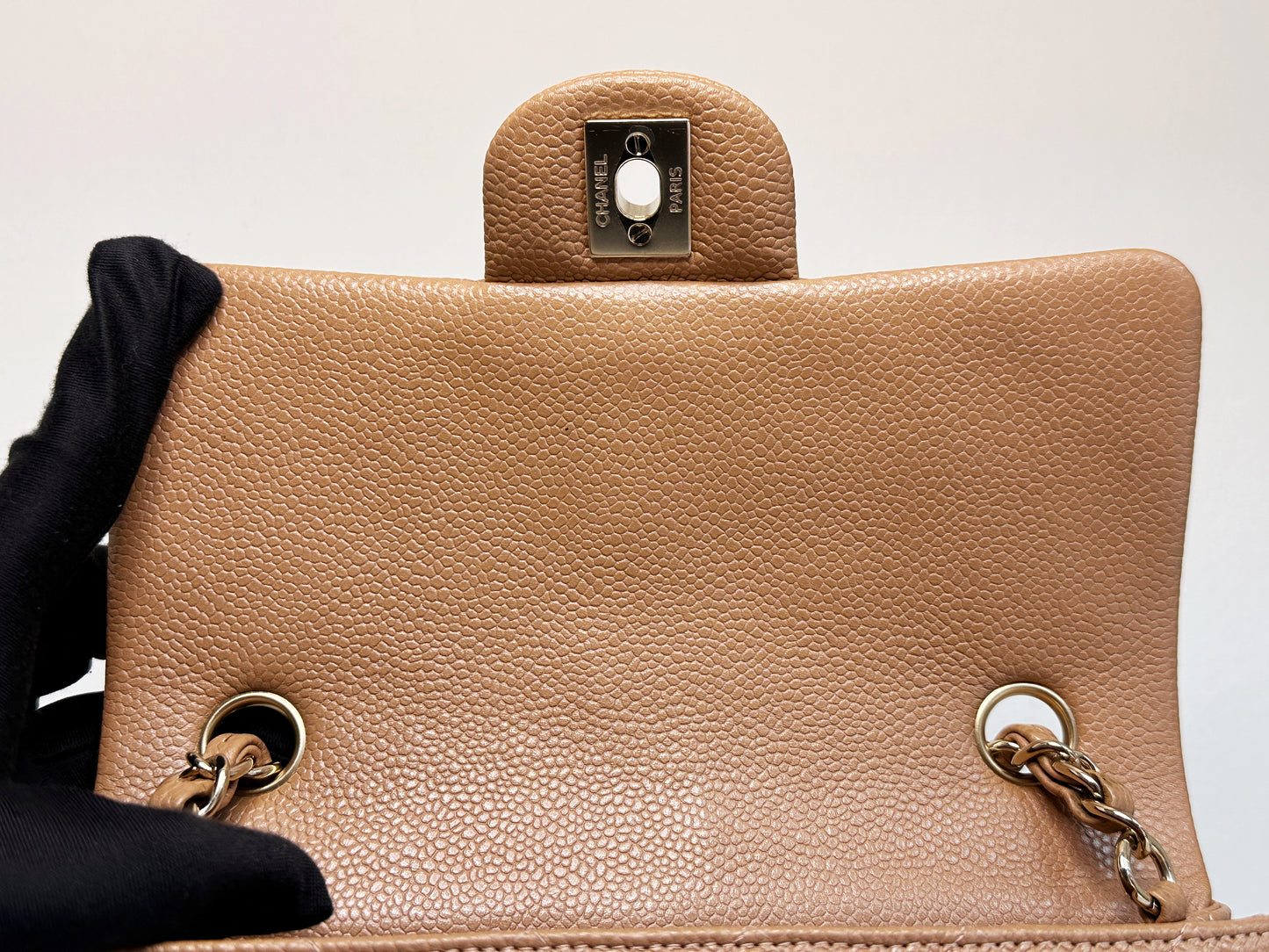 Chanel Classic Mini Rectangular Caviar Dark Beige Bag GHW 259 holo card (corner slightly touch)